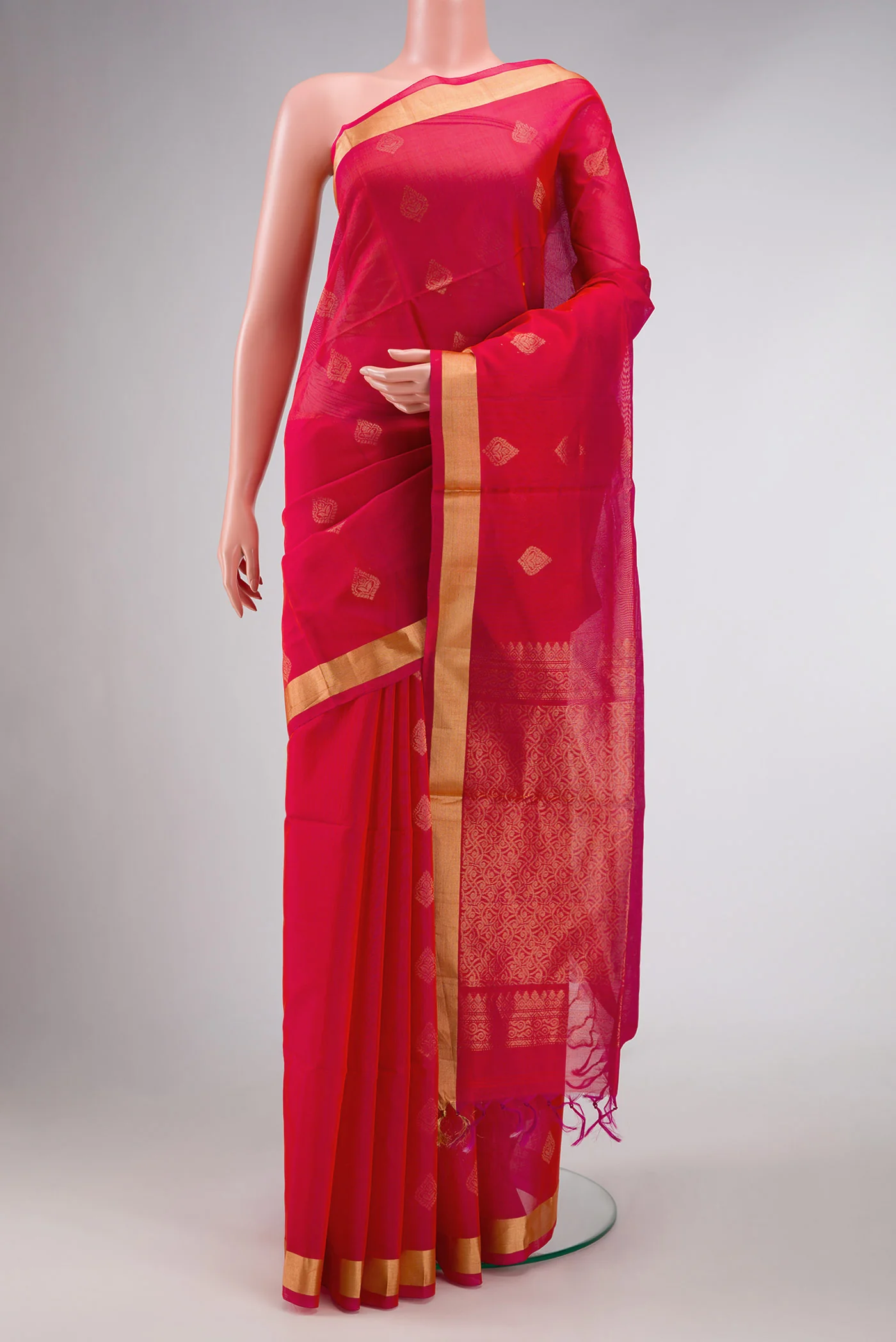 Red Dual Tone Silk Cotton Saree