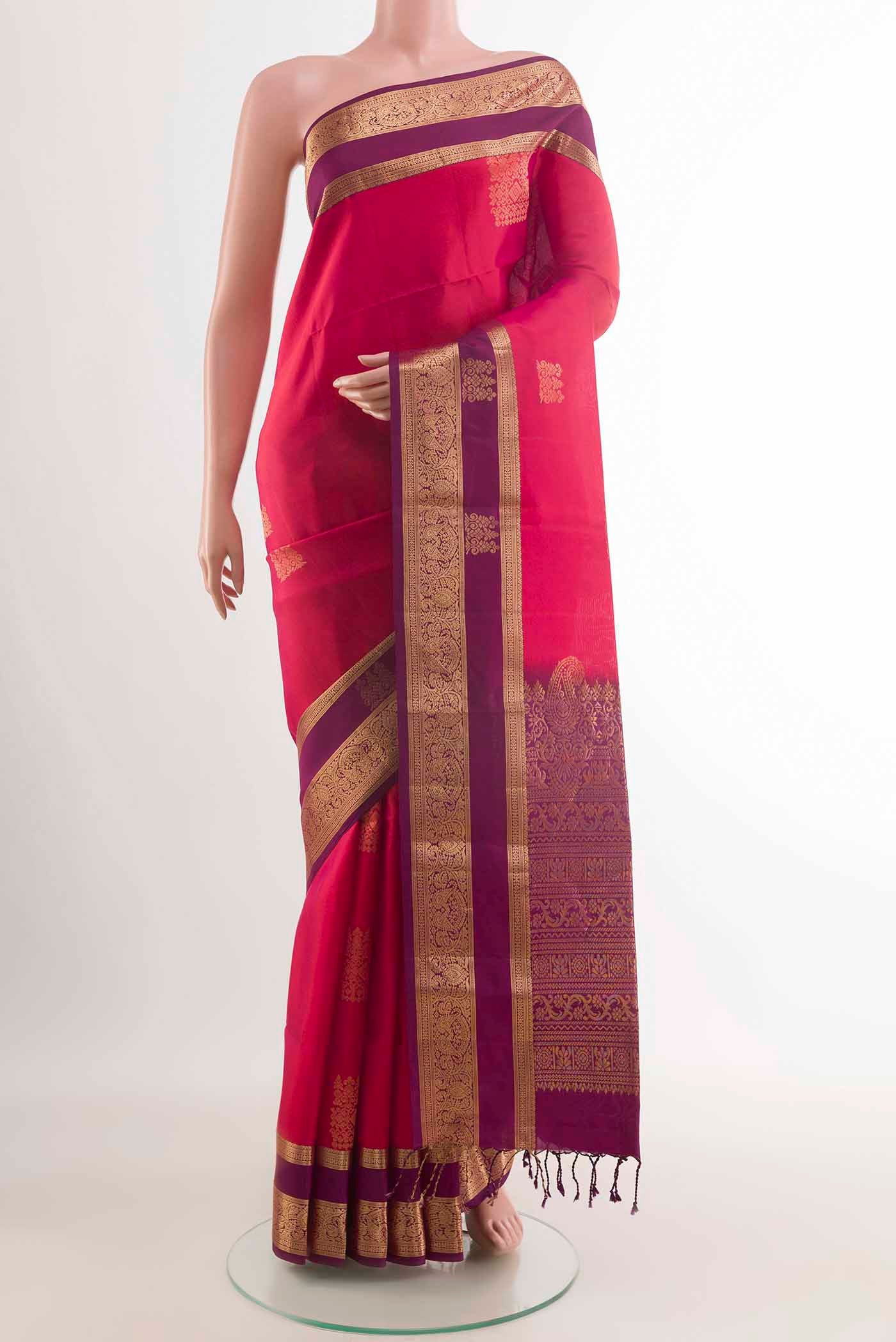 Red Dual Tone Soft Silk Saree