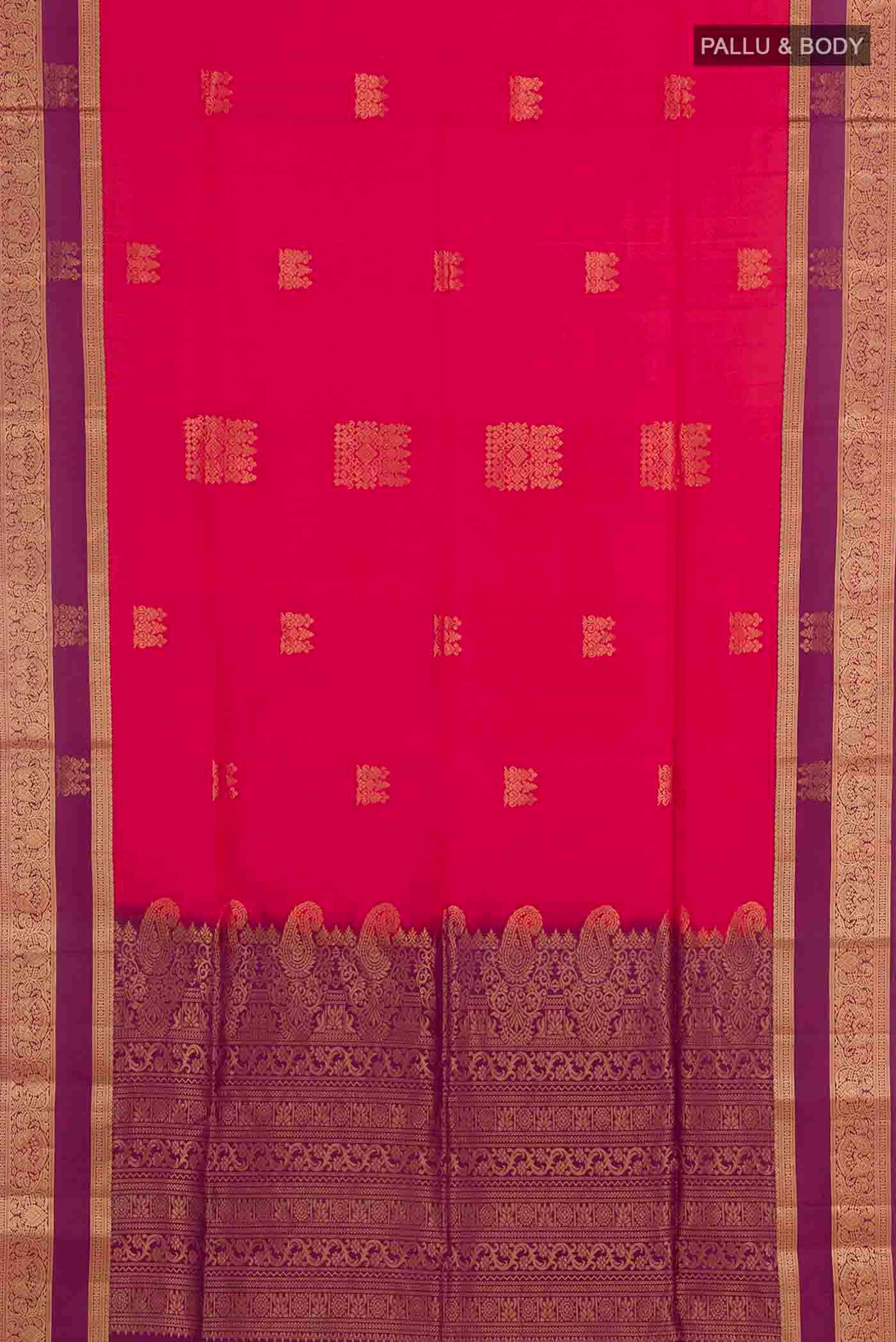 Red Dual Tone Soft Silk Saree - Image 5