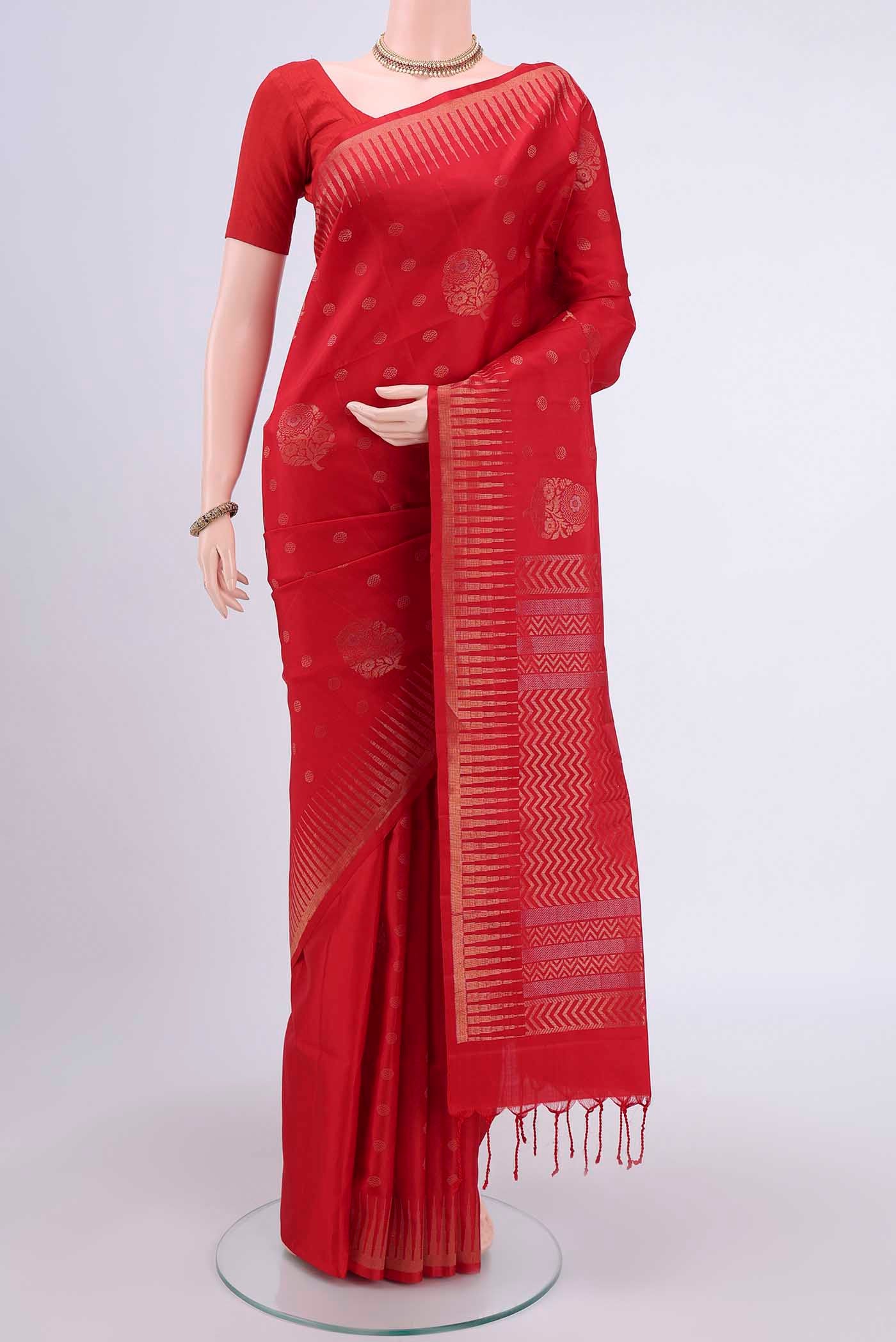 Red Dual Tone Soft Silk Saree