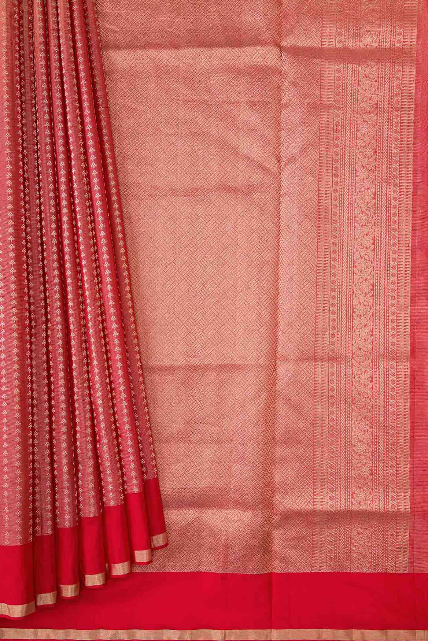Red Dual Tone Soft Silk Saree - Image 4