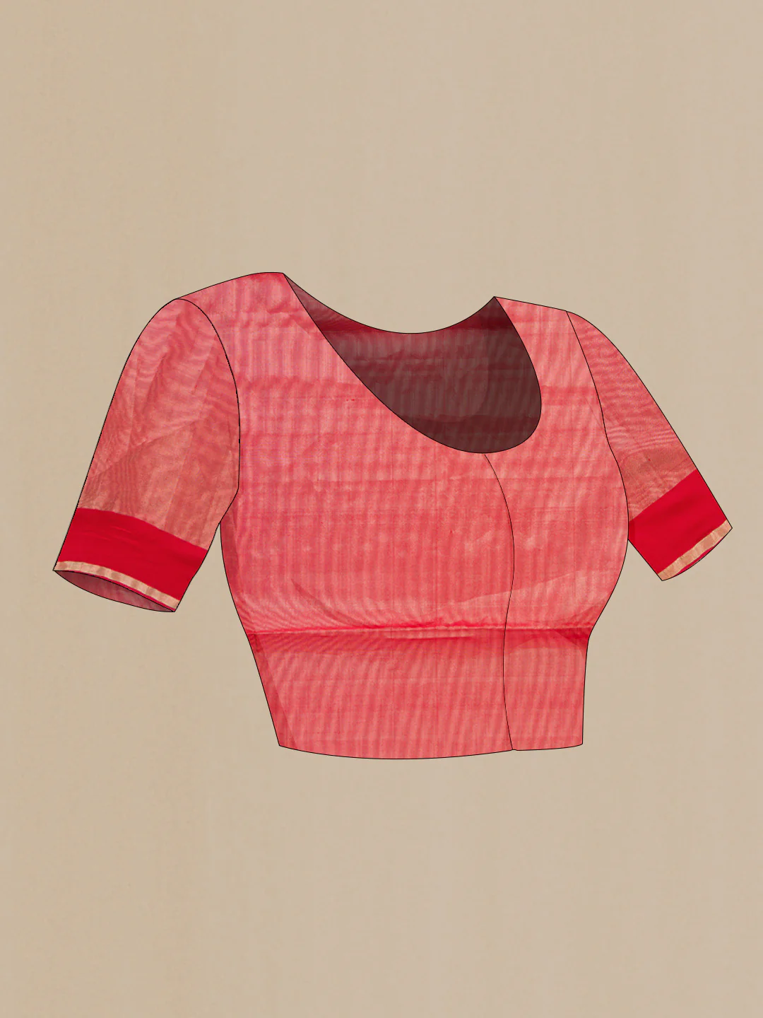 Red Dual Tone Soft Silk Saree - Image 5