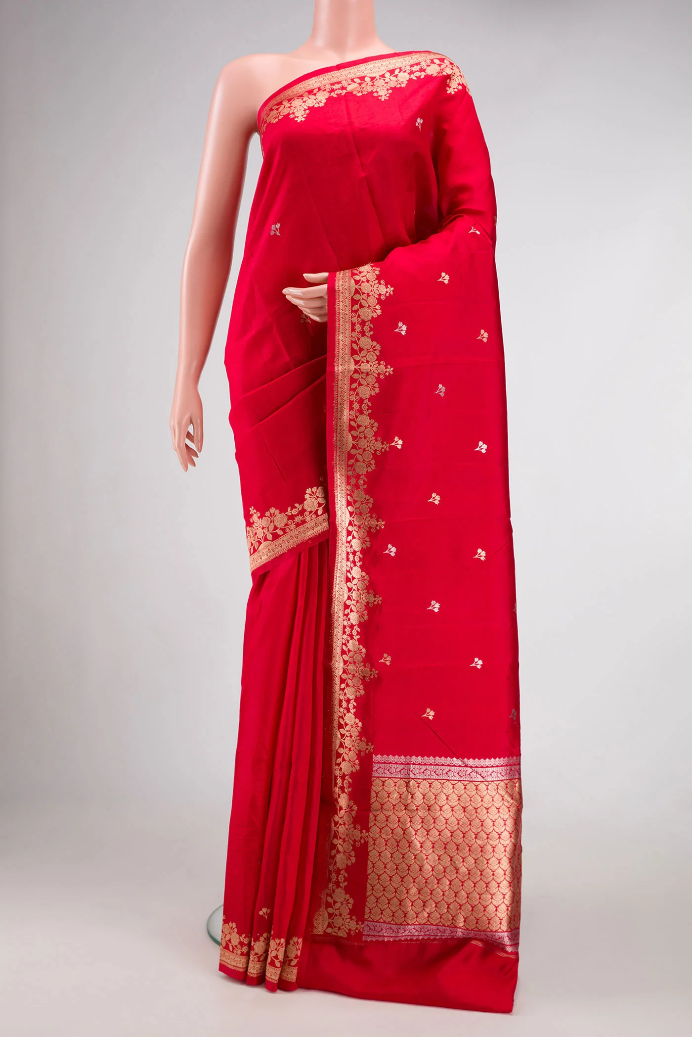 Red Banarasi Katan Silk Saree