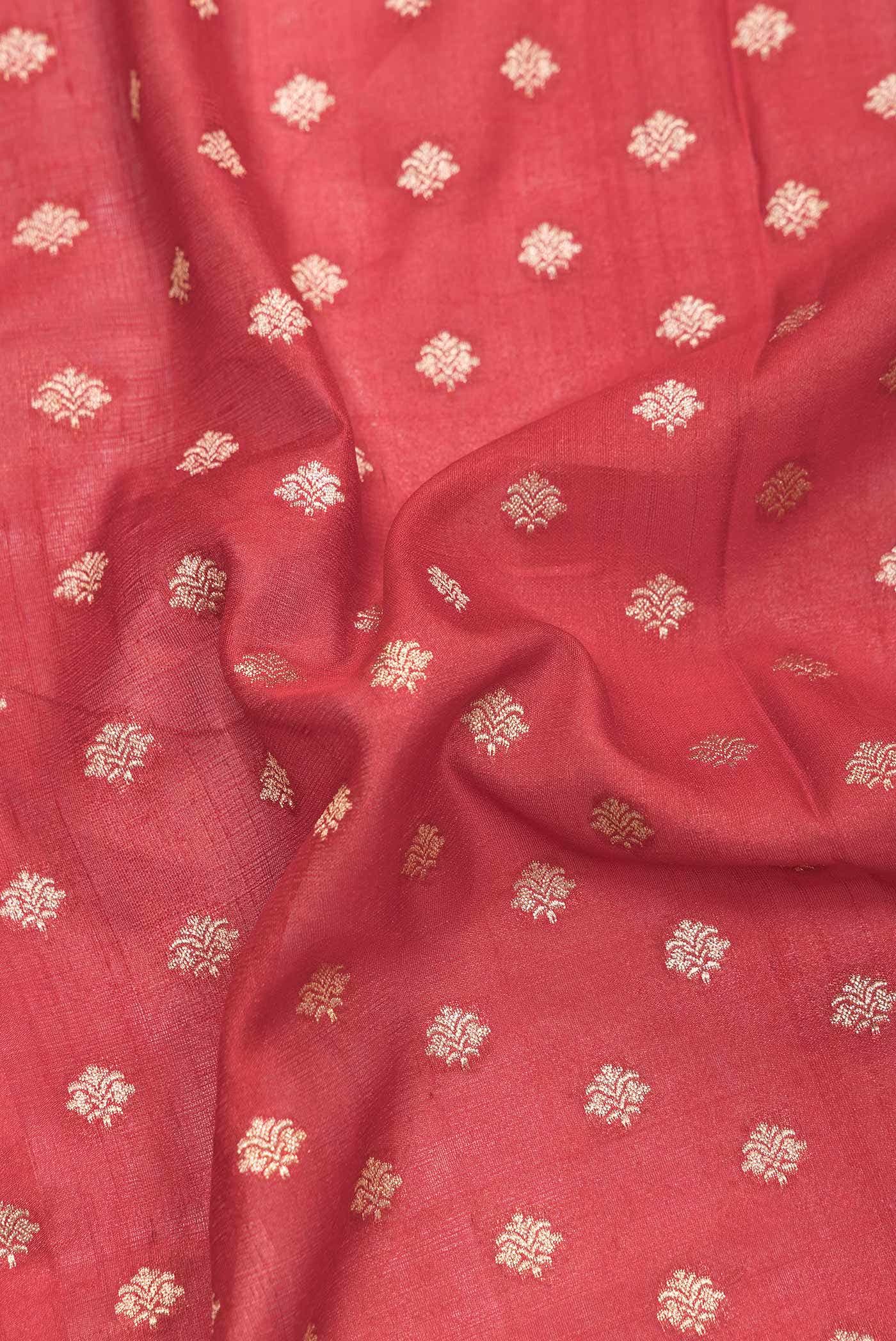 Red Dual Tone Tussar Silk Saree - Image 3