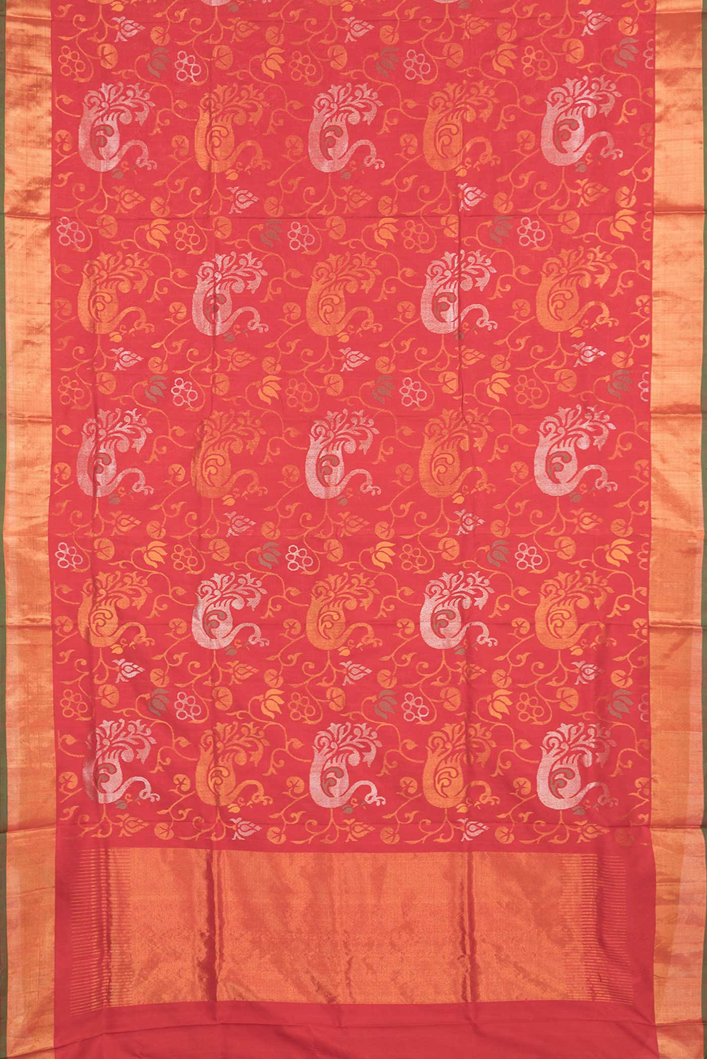 Red Dual Tone Uppada Silk Saree - Image 6