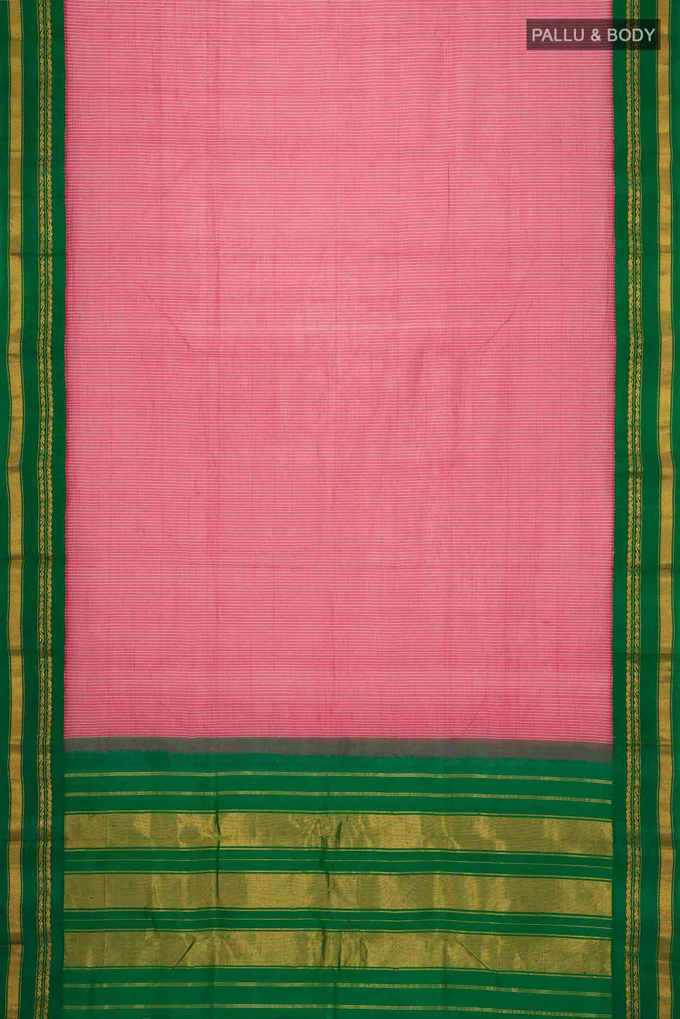 Red Gadwal cotton Saree - Image 3