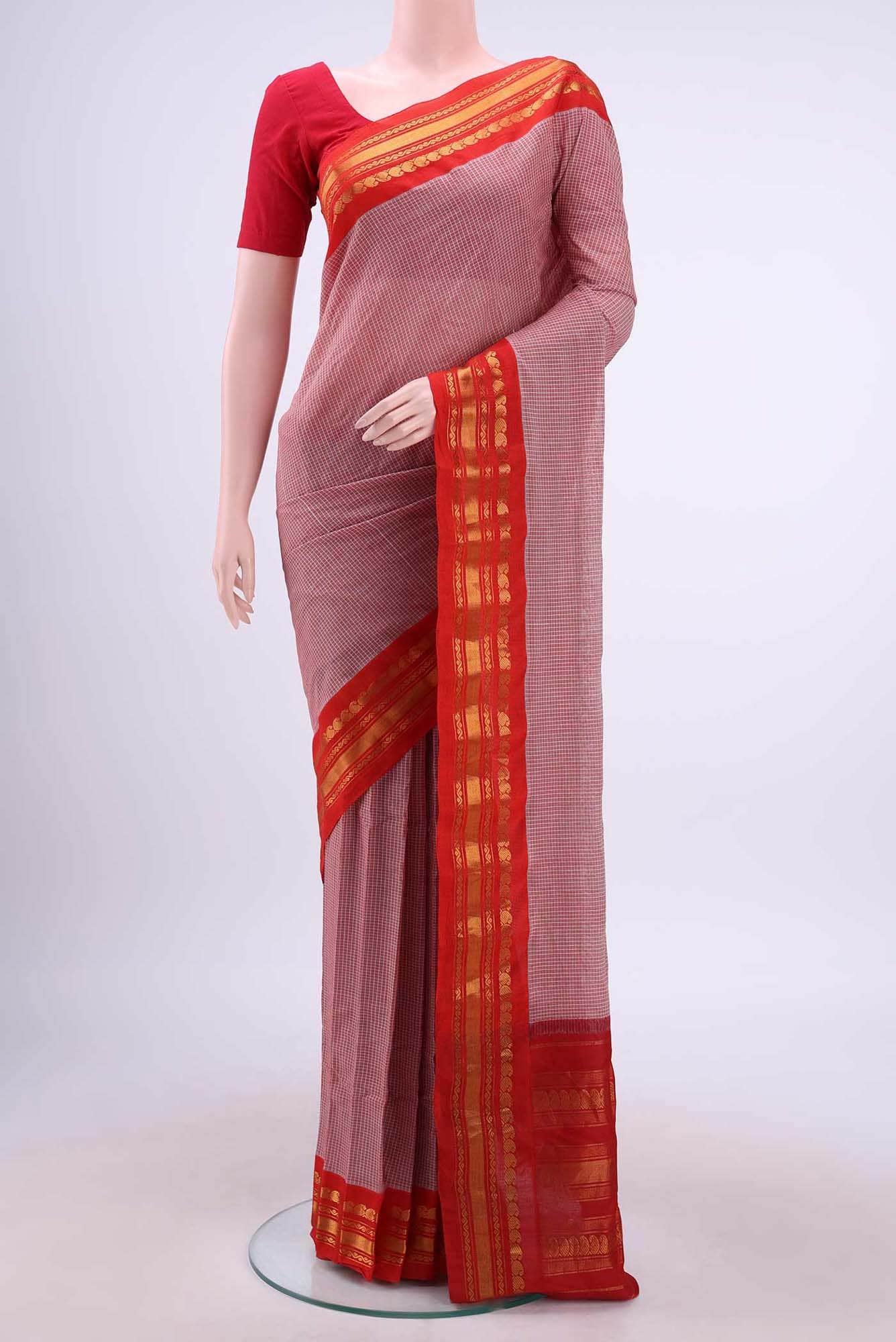 Rose Gold Gadwal cotton Saree