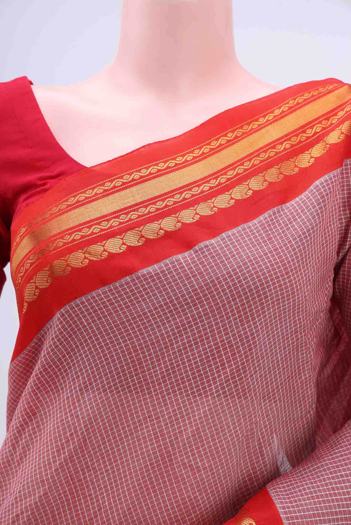 Rose Gold Gadwal cotton Saree - Image 2