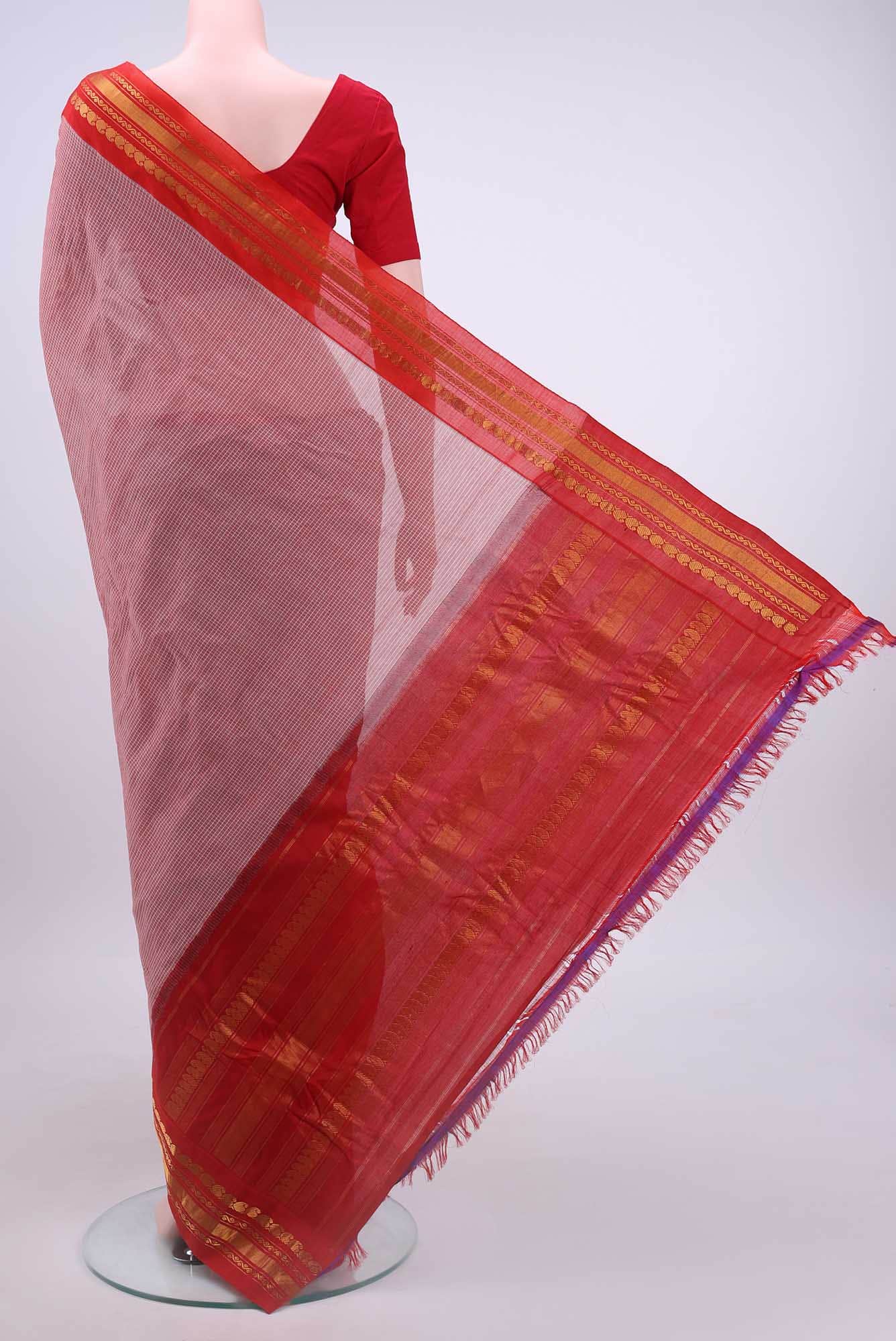 Rose Gold Gadwal cotton Saree - Image 3