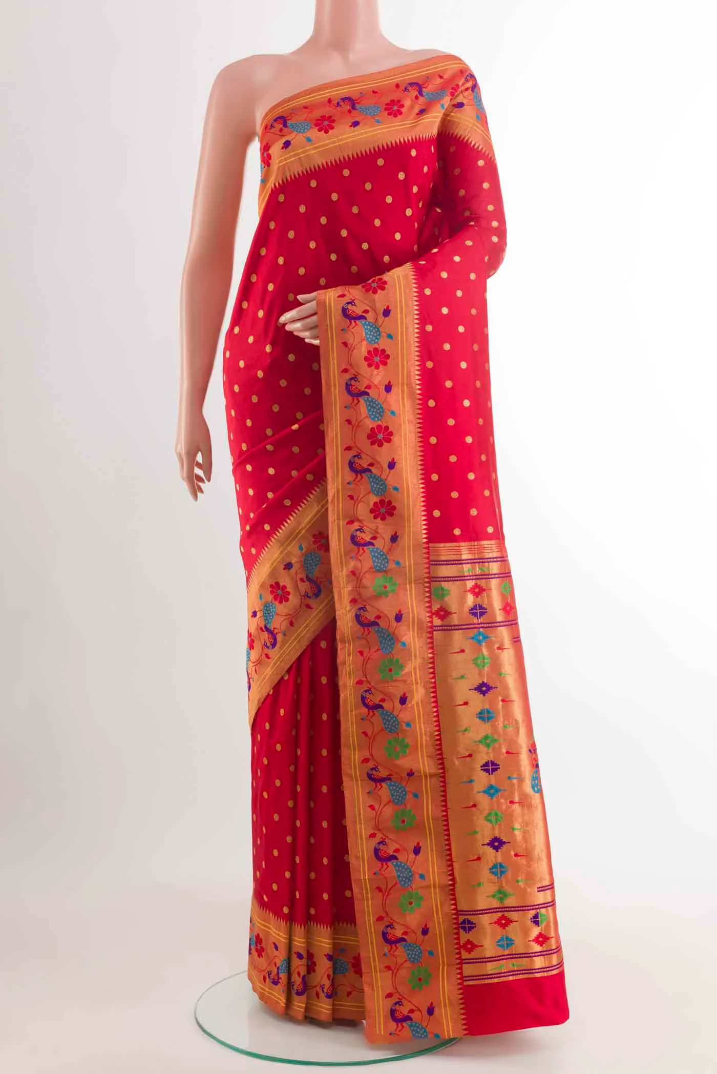 Red Paithani Silk Saree