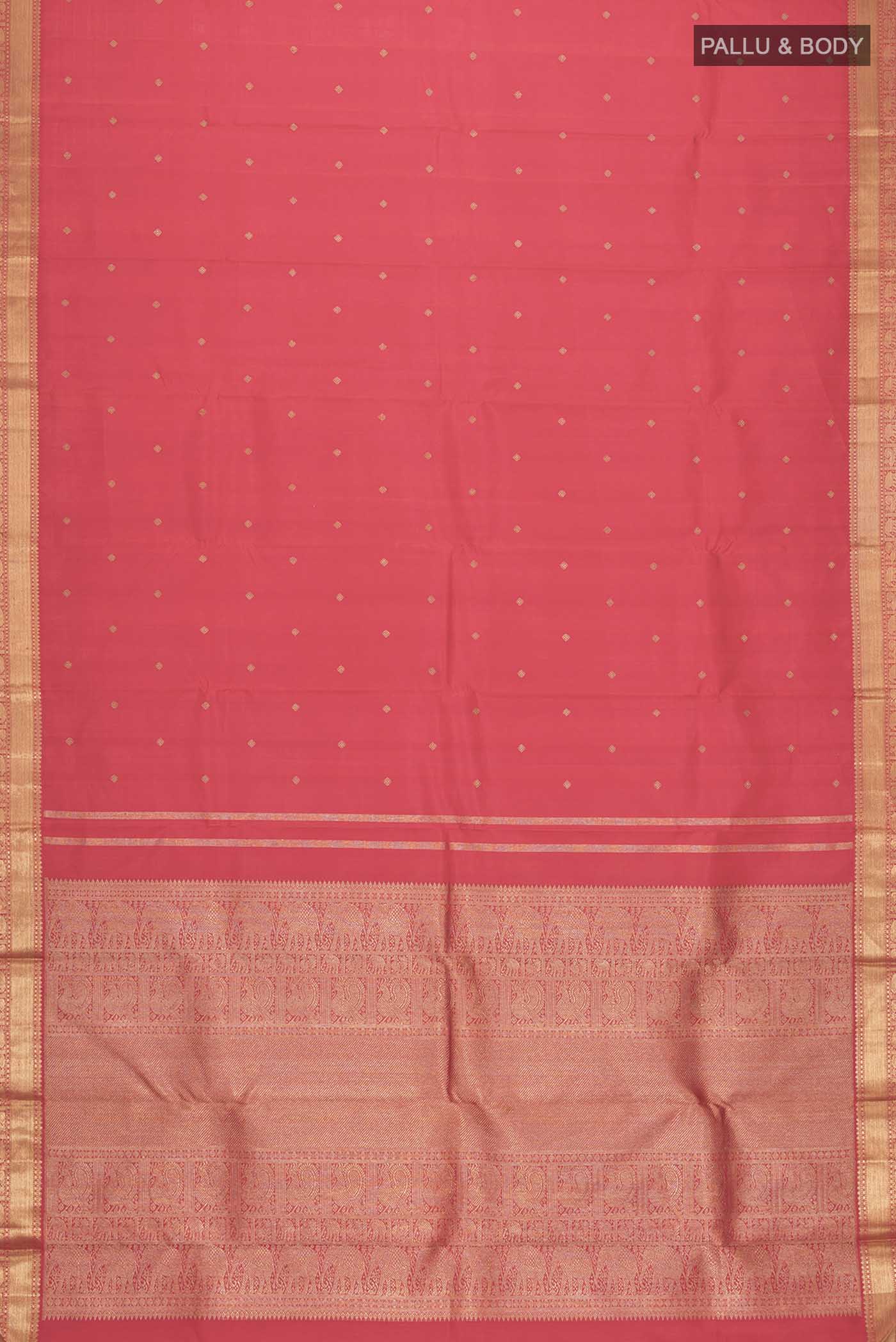 Red Kanchipuram Silk Saree - Image 6