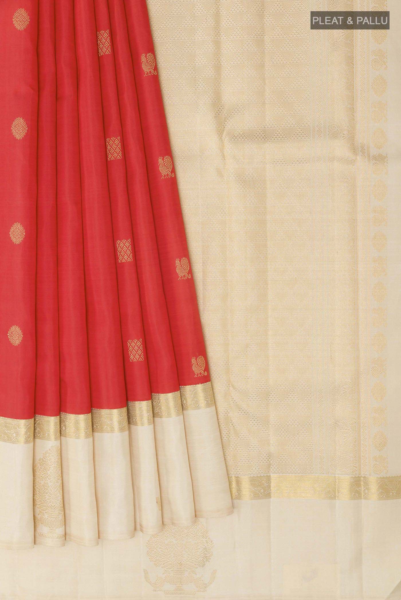 Red Kanchipuram Silk Saree - Image 4