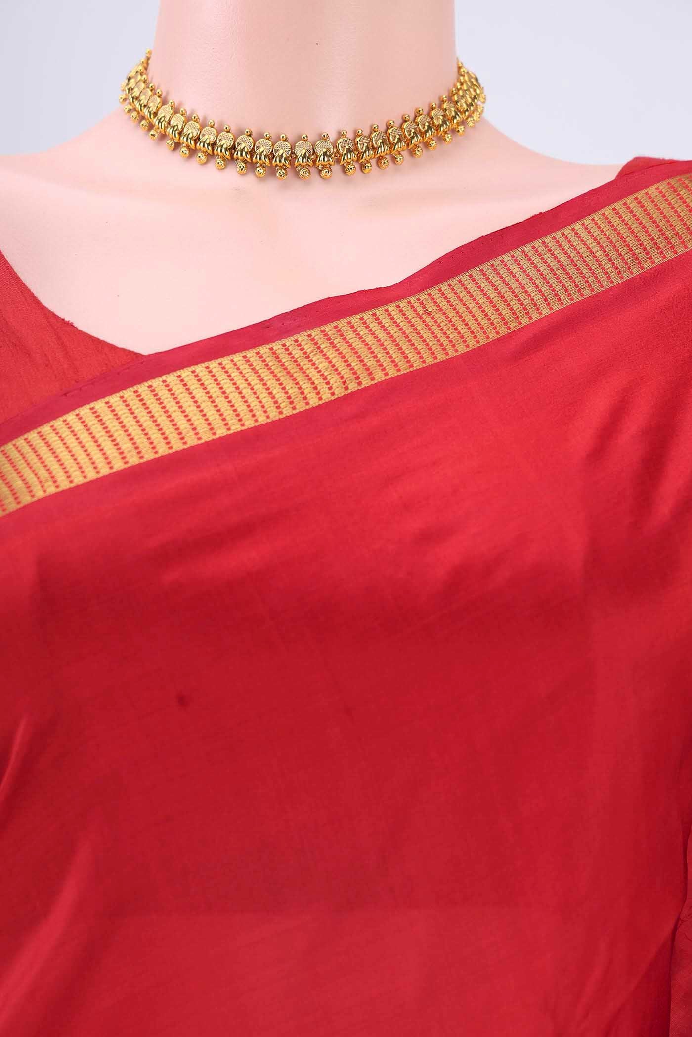 Red Kanchipuram Silk Saree - Image 2