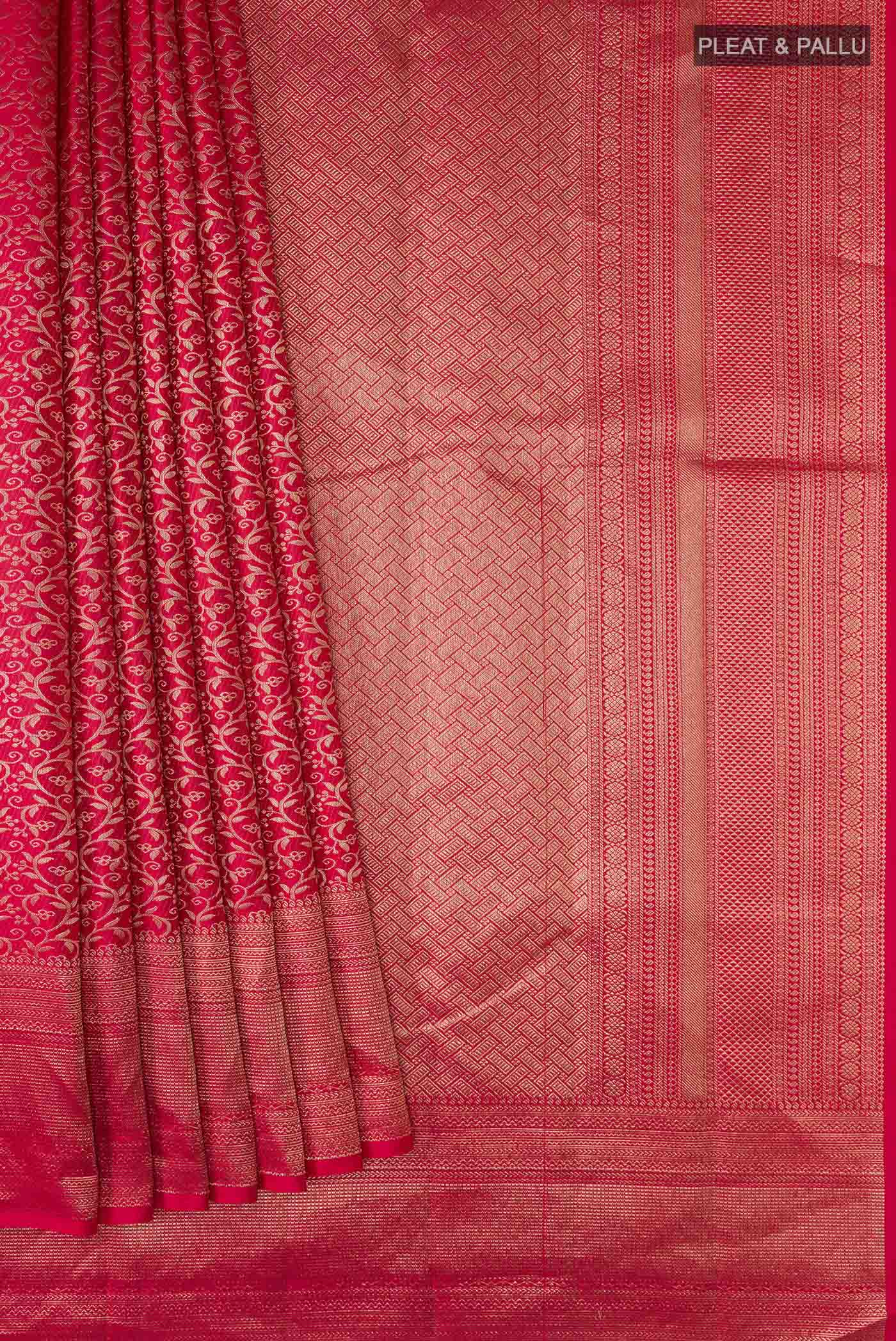Red Kanchipuram Silk Saree - Image 4
