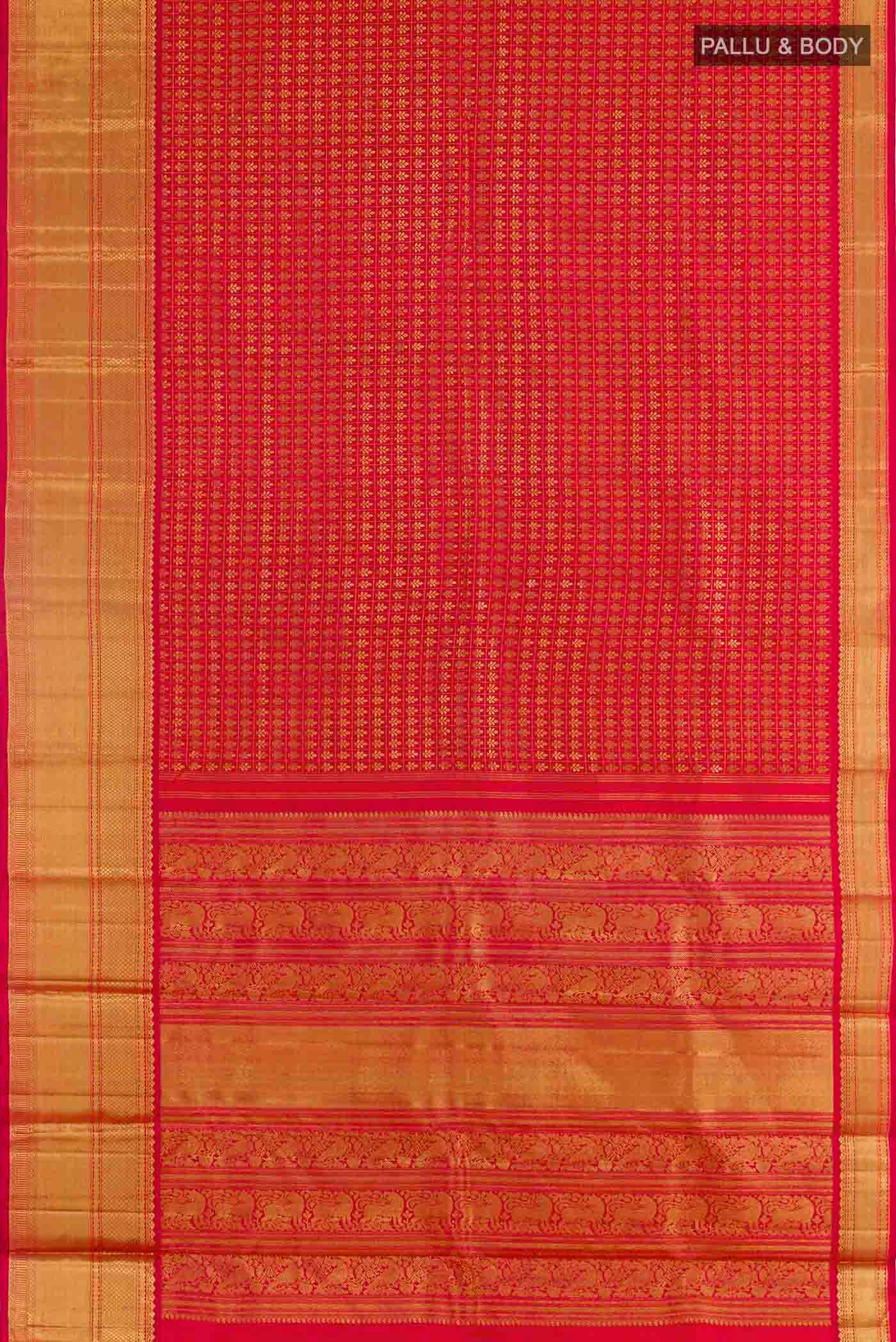 Red Kanjivaram Silk Saree - Image 6