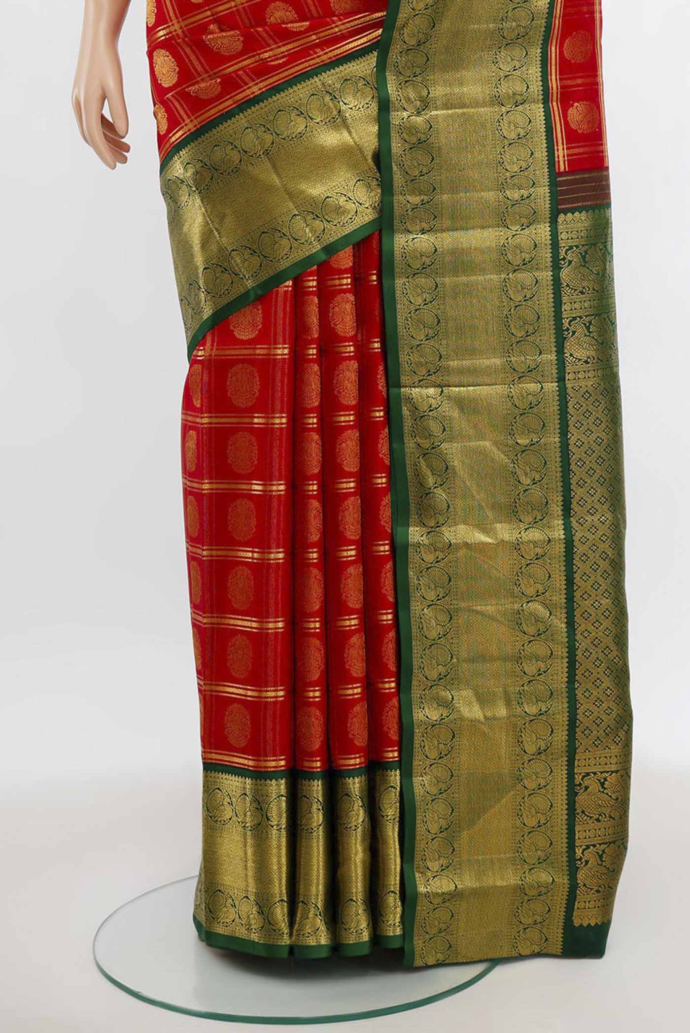 Red Kanchipuram Silk Saree - Image 3
