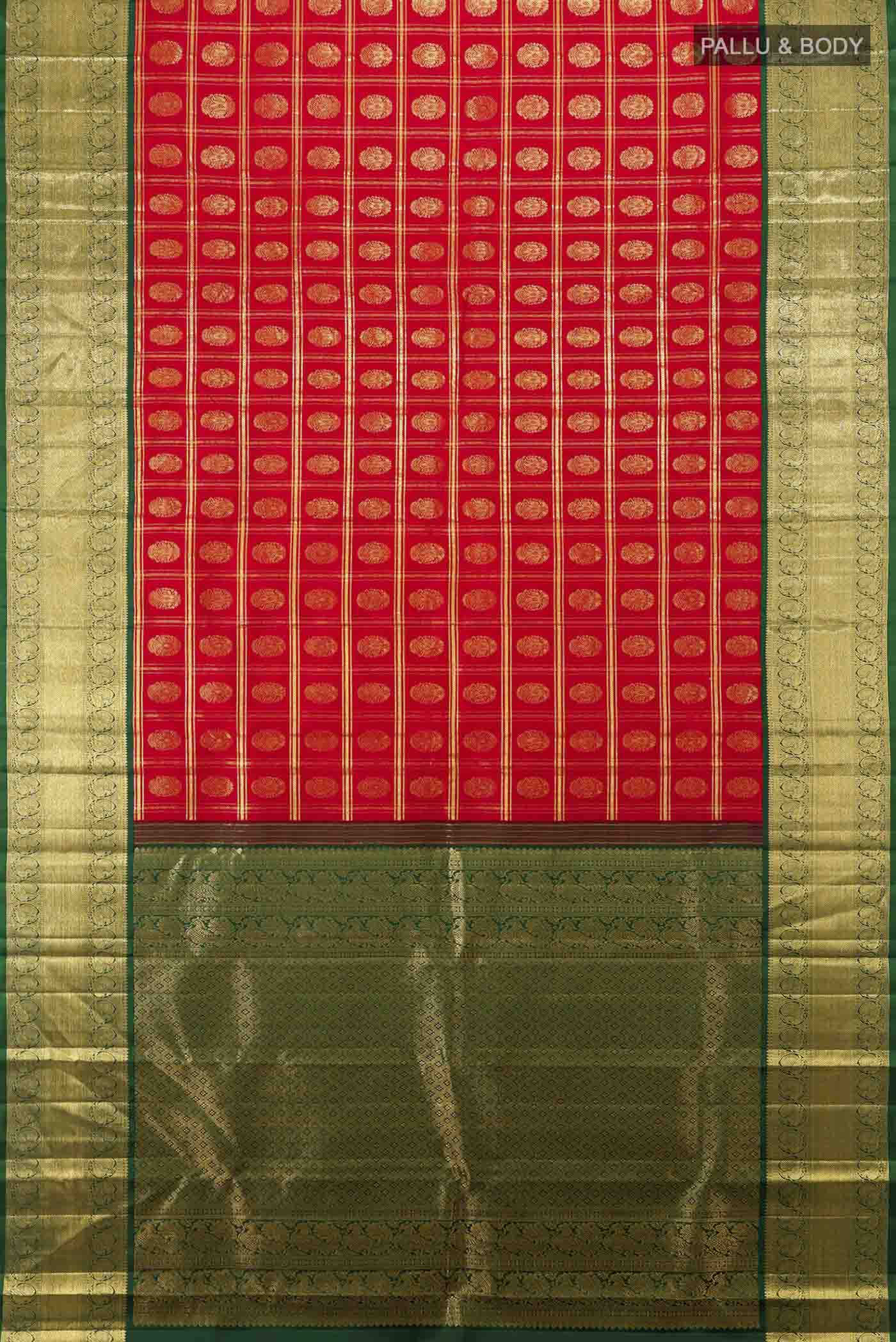 Red Kanchipuram Silk Saree - Image 5
