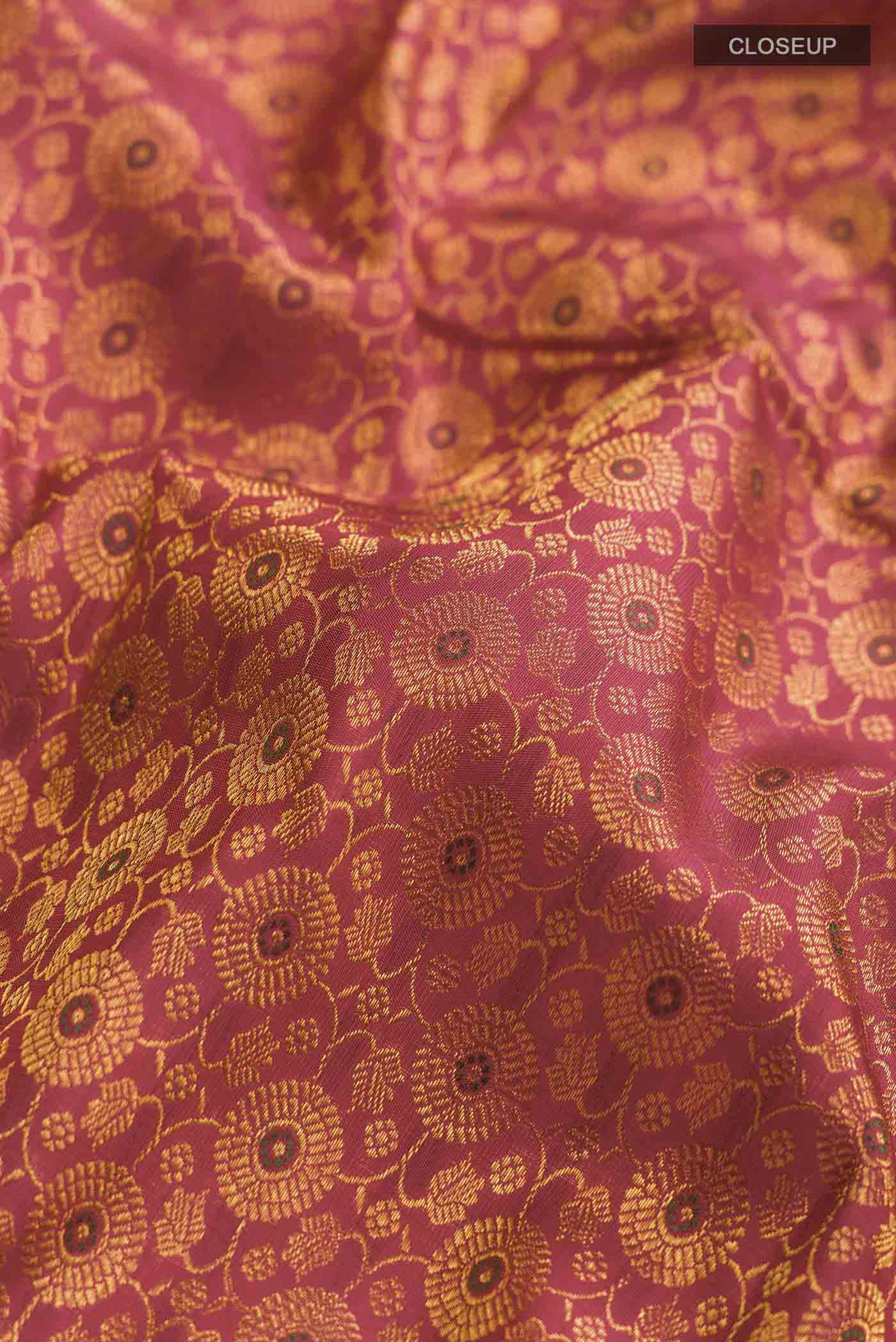 Coral Kanjivaram Silk Saree - Image 2