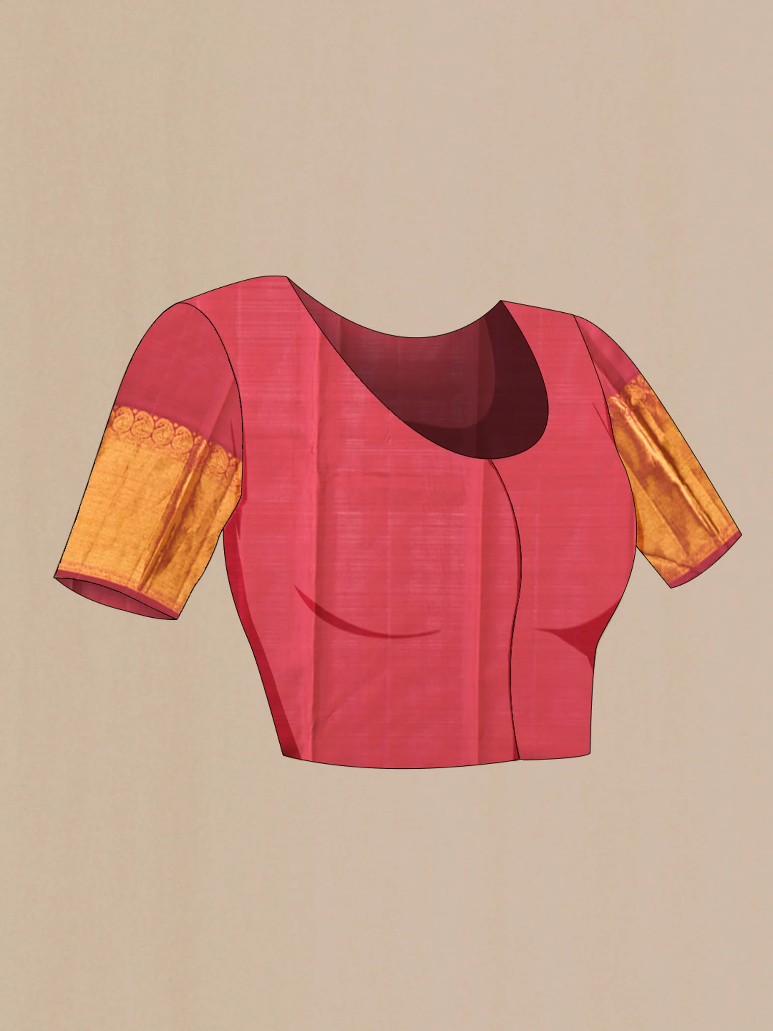 Coral Kanjivaram Silk Saree - Image 5