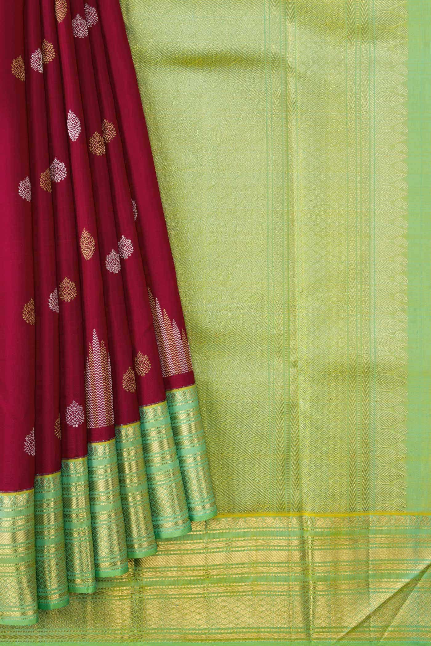Pure Silk Pure Zari Red Kanjivaram Saree - Image 2