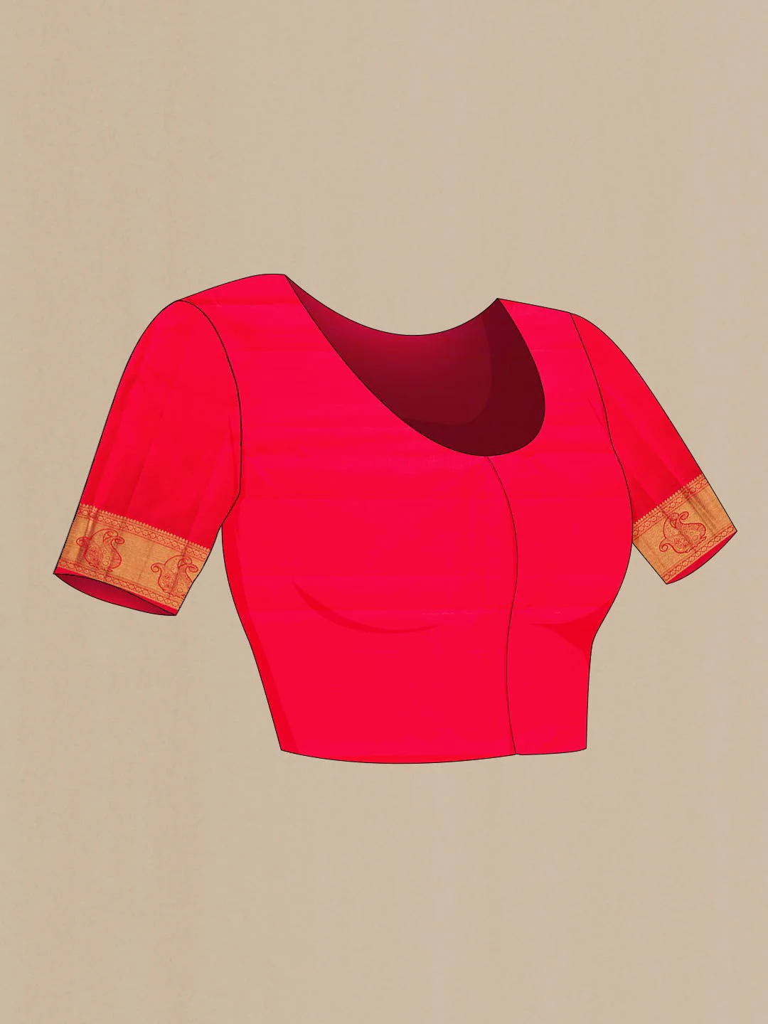 Pure Silk Pure Zari Red Kanjivaram Saree - Image 7