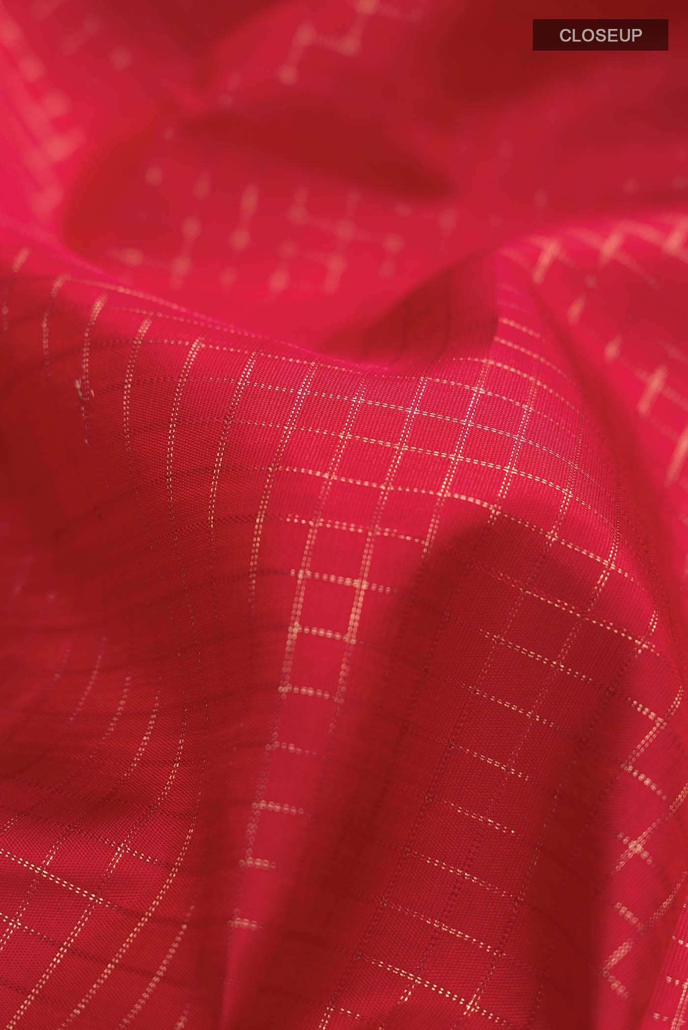 Pure Silk Pure Zari Red Kanchipuram Saree - Image 3