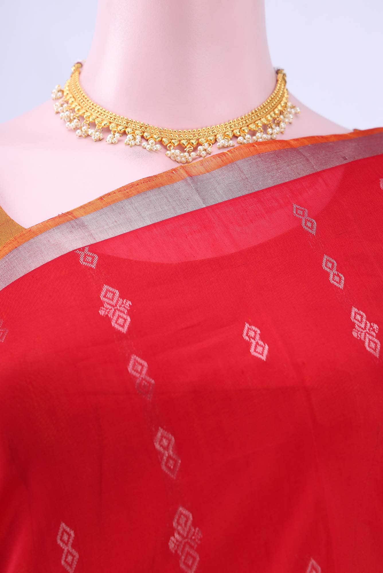 Red Kota Cotton Saree - Image 3