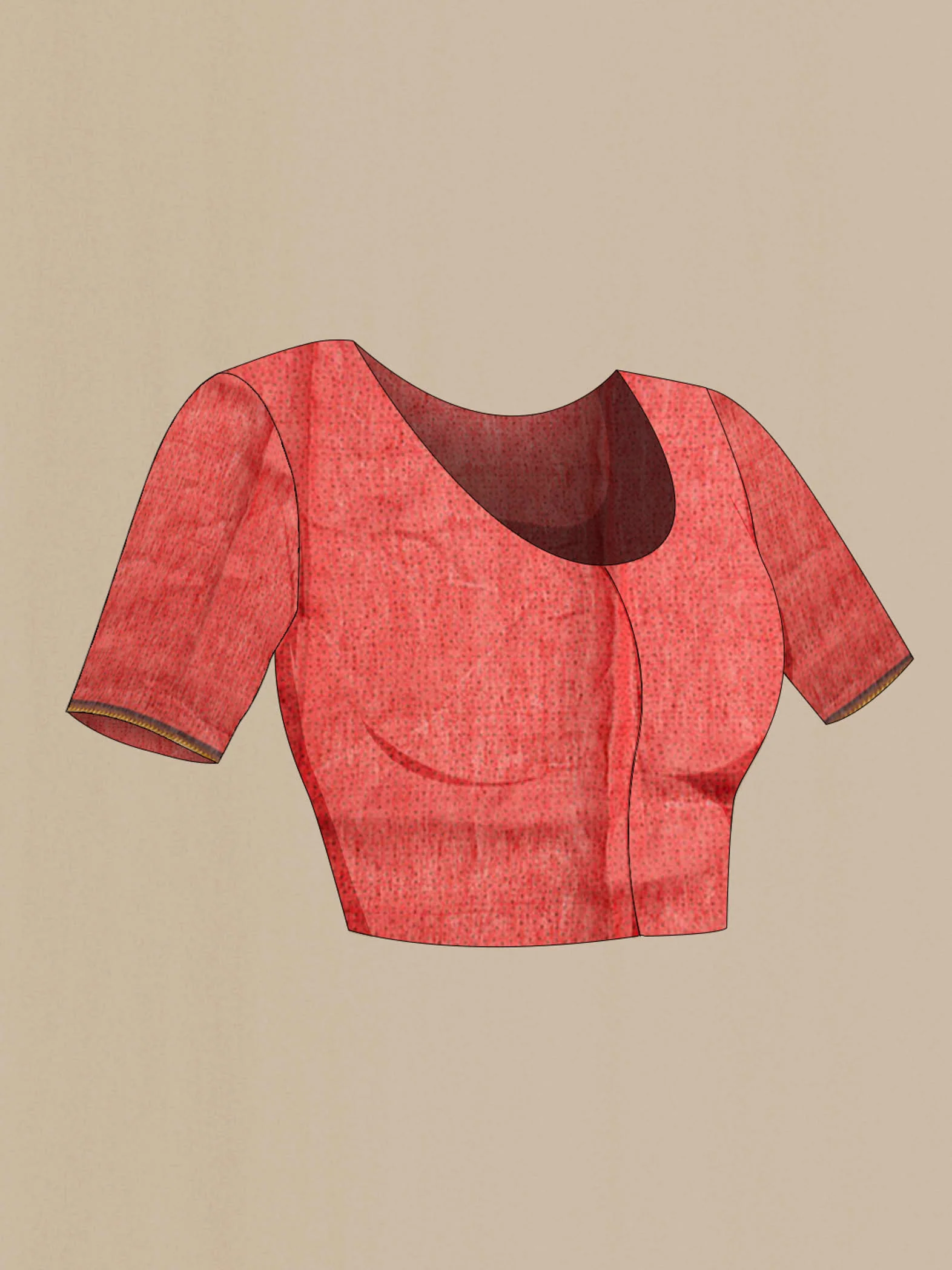 Red Linen Cotton Saree - Image 4
