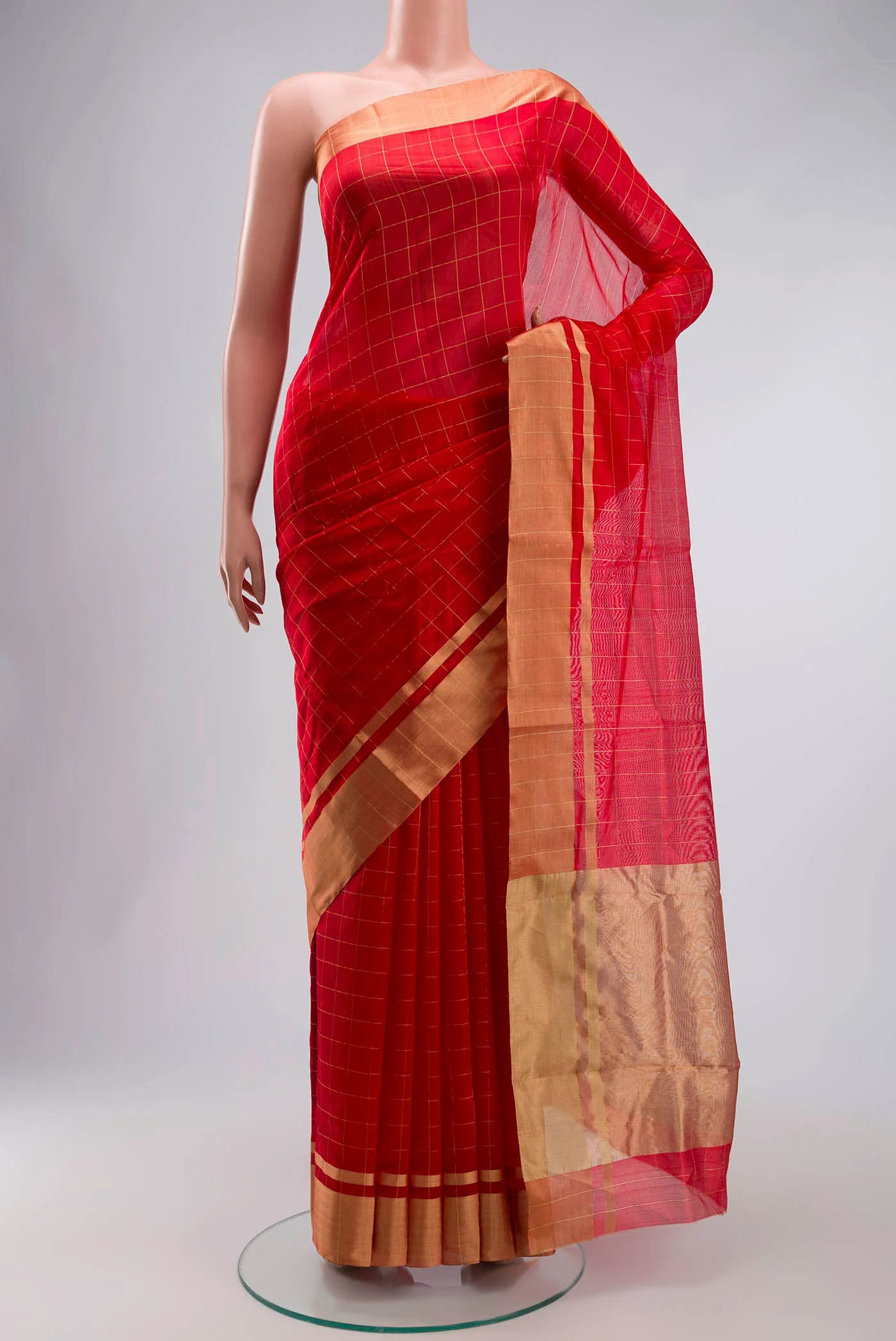 Red Maheshwari Silk Saree