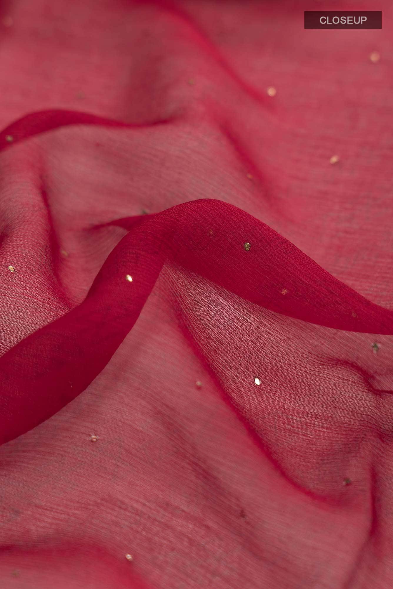 Red Mysore Chiffon Saree - Image 2