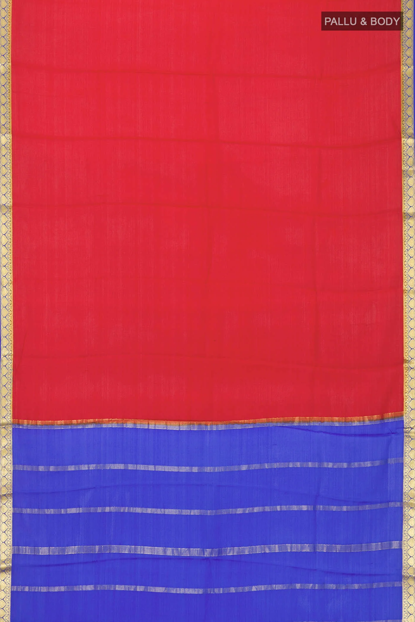Red Mysore Crepe Saree - Image 5