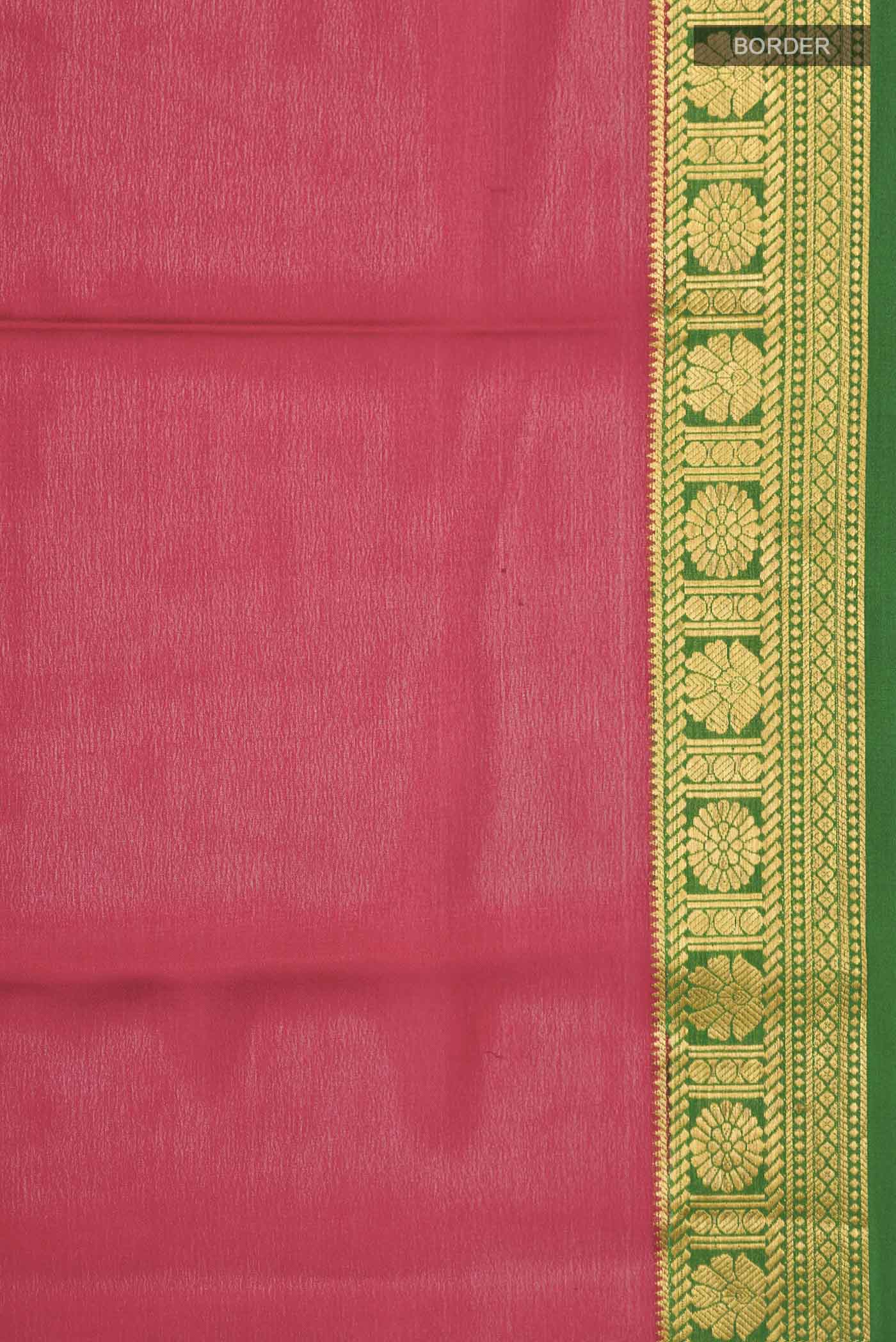 Red Mysore Crepe Saree - Image 3