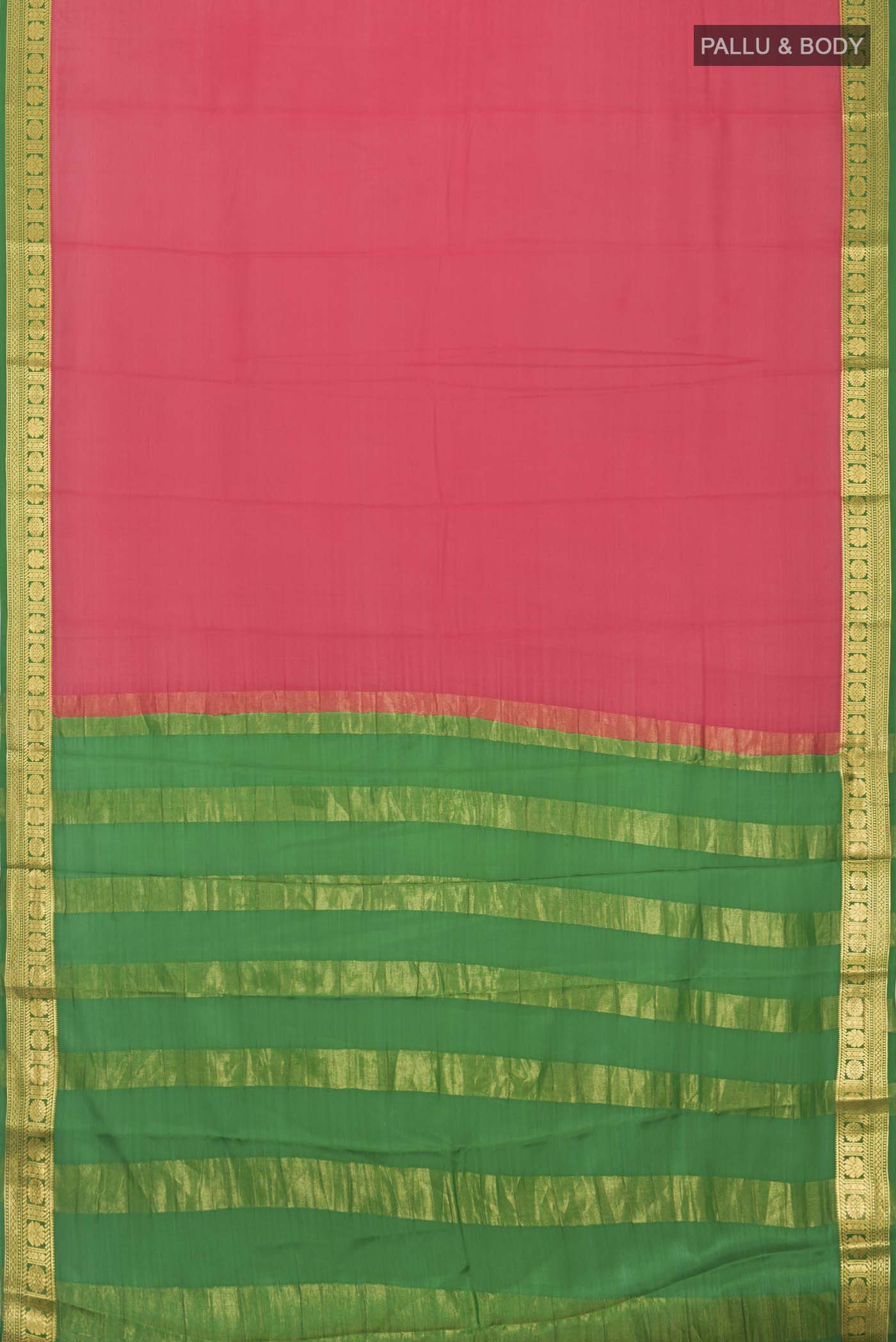 Red Mysore Crepe Saree - Image 5