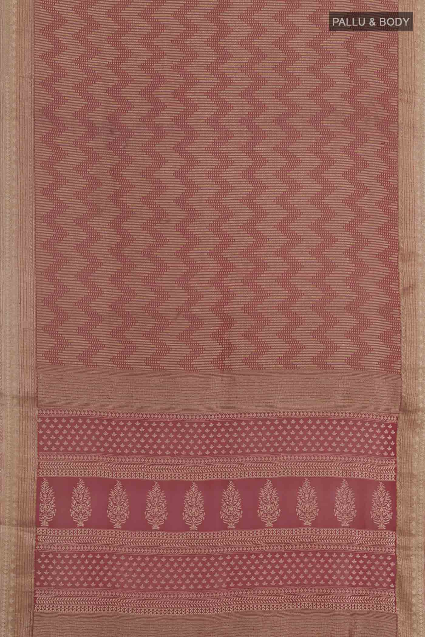 Maroon Mysore Crepe Saree - Image 3
