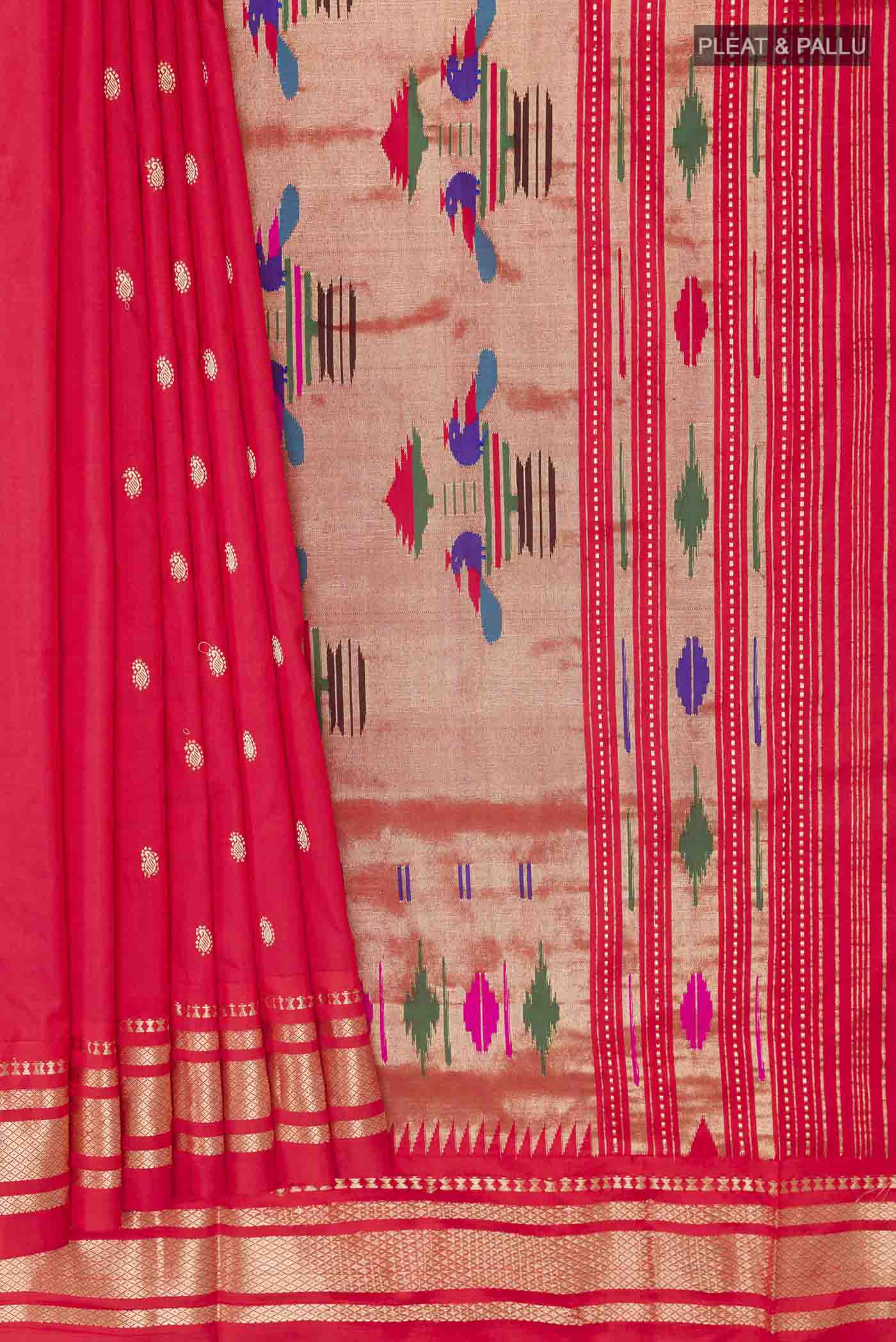 Red Paithani Silk Saree - Image 4