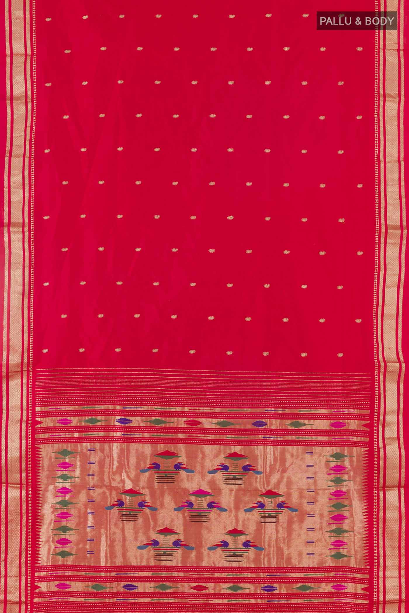 Red Paithani Silk Saree - Image 6