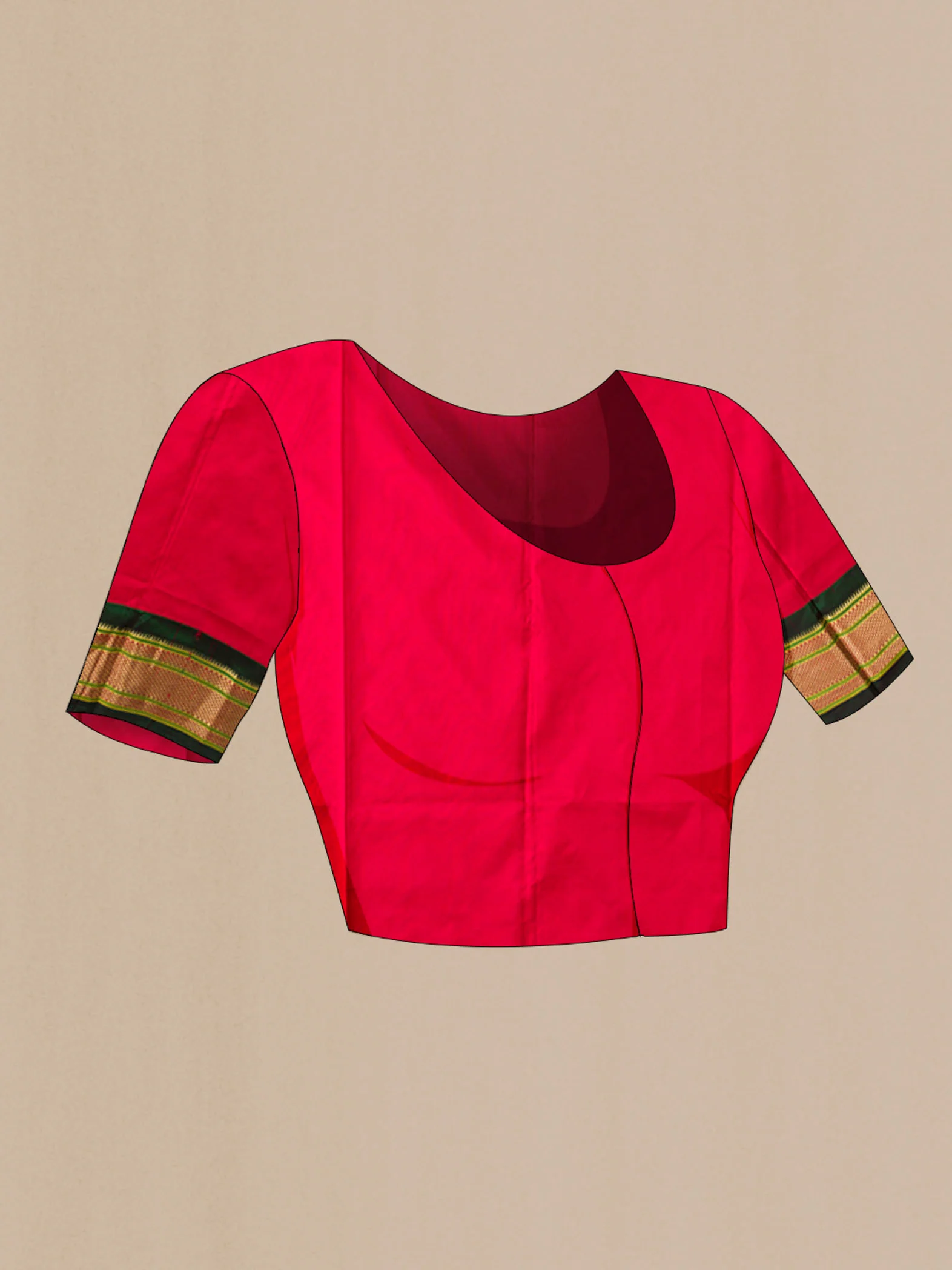 Pink with Orange Color Paithani Silk Saree - Image 5