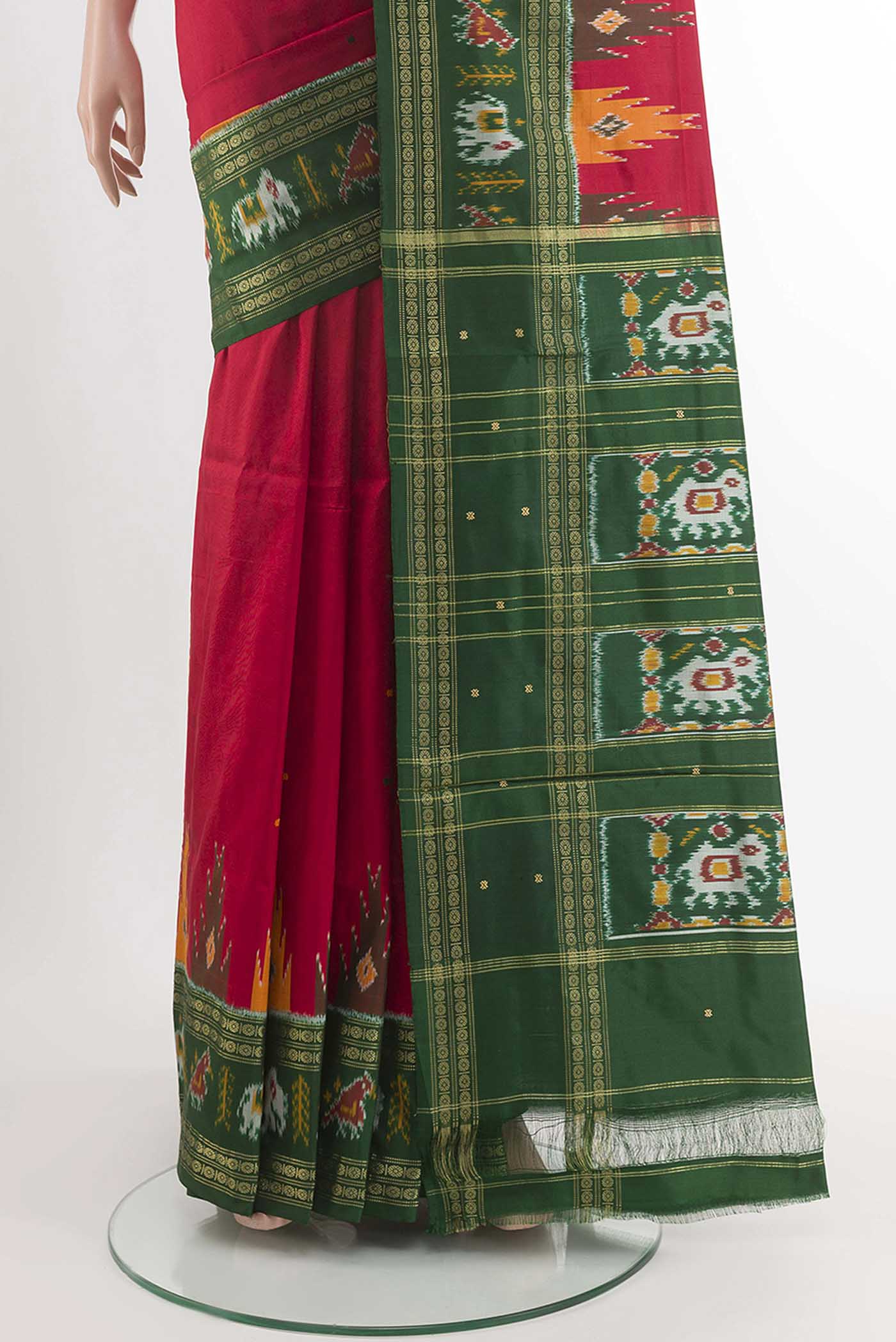 Red Pochampally Saree - Image 3