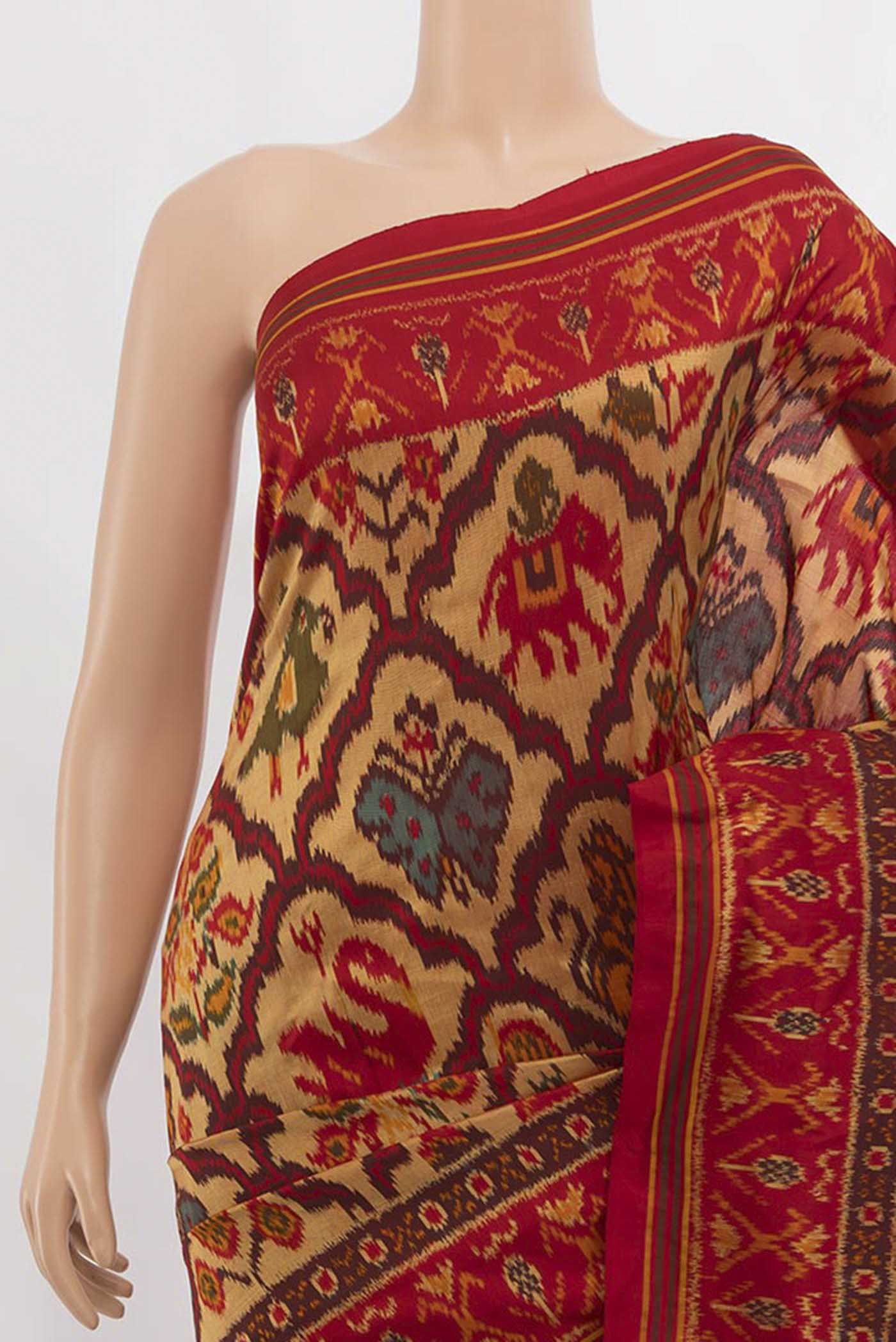 Sandal Pochampally Silk Saree - Image 2