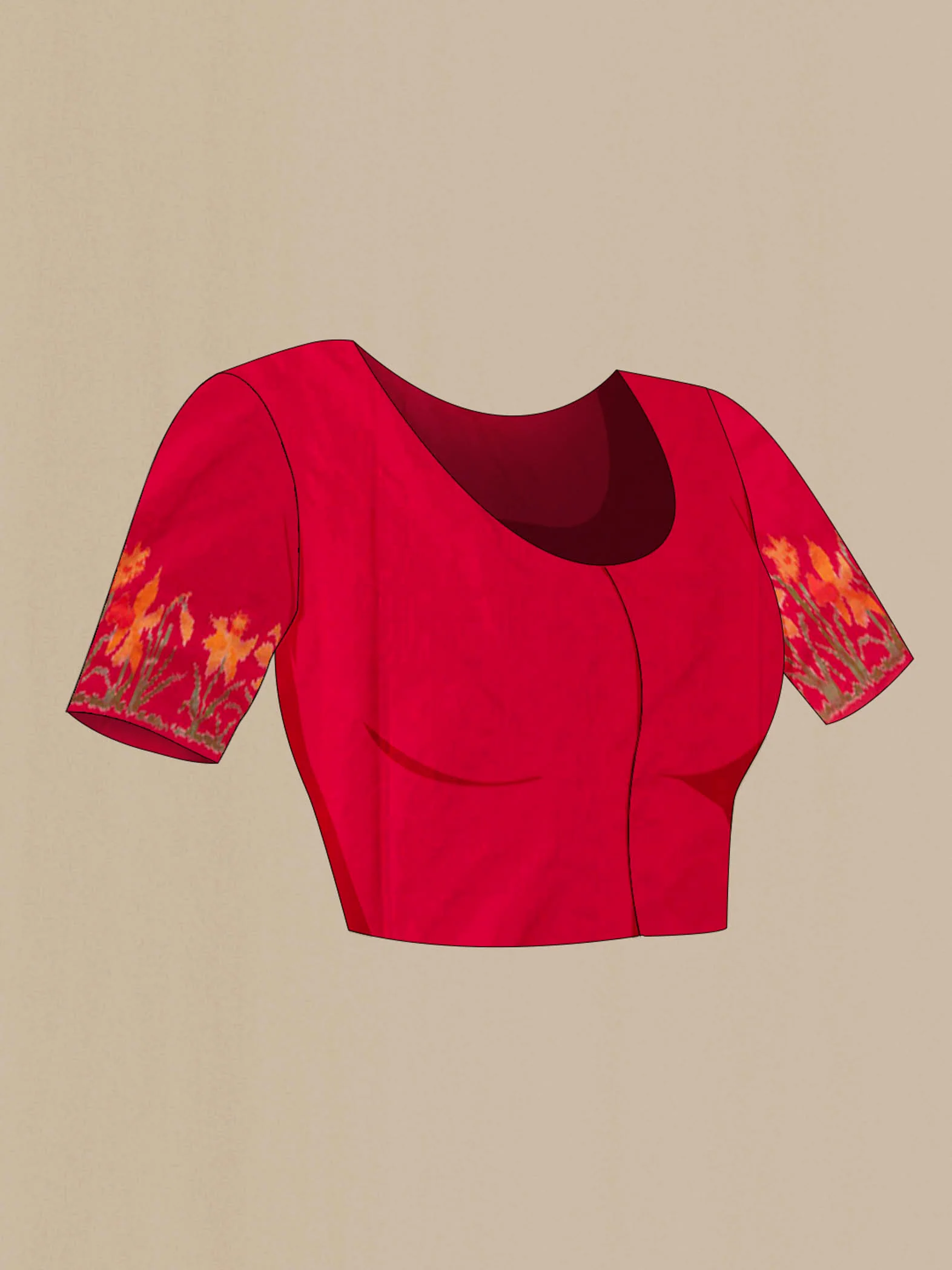 Red Pochampally Silk Saree - Image 5
