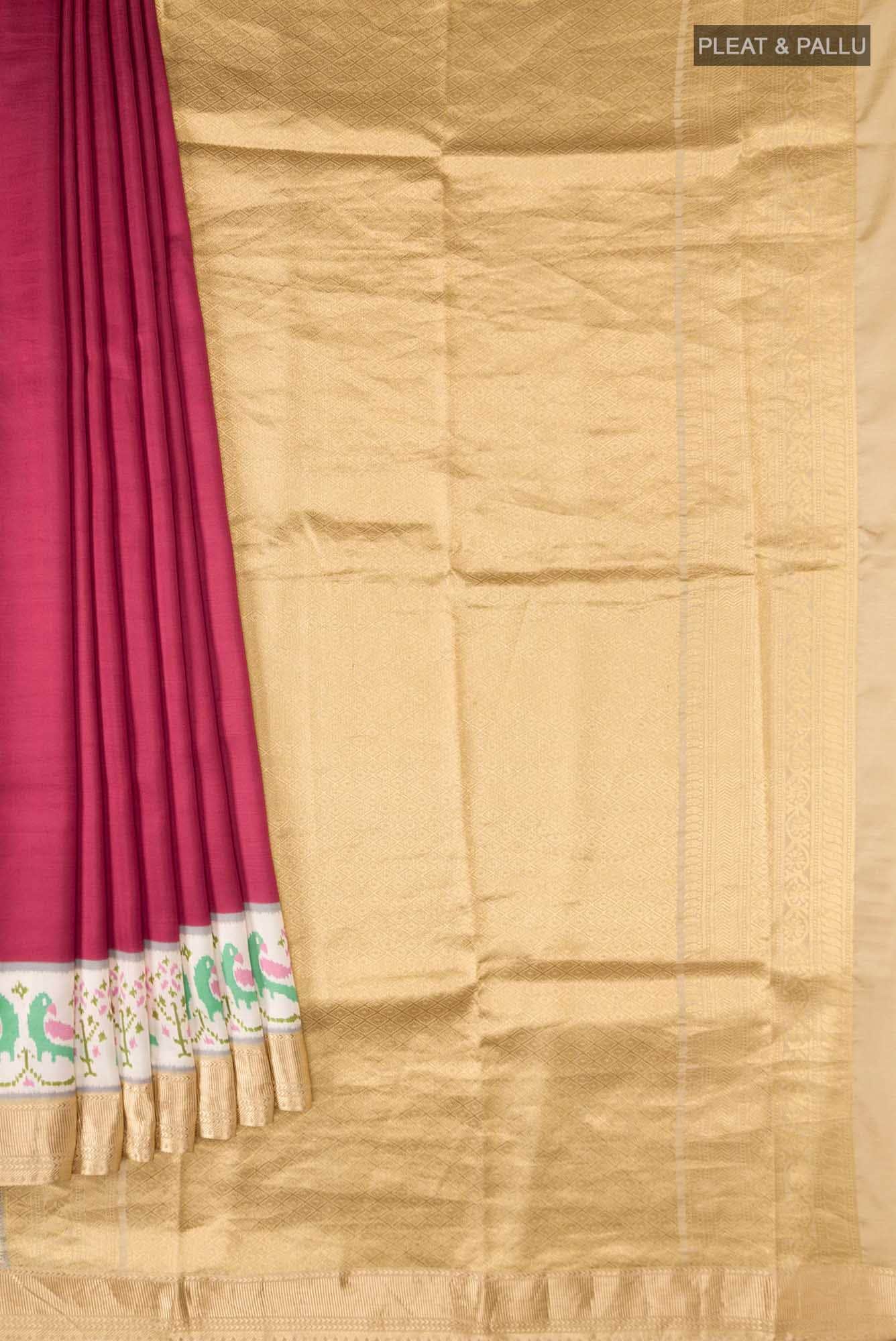 Red Printed Silk Saree - Image 2