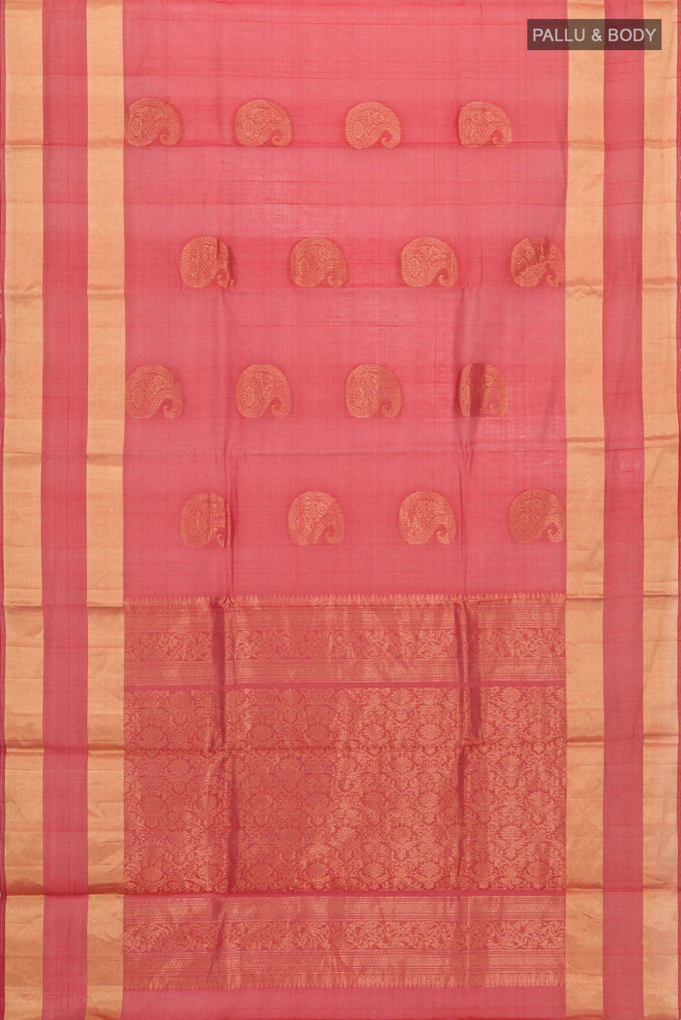 Red Silk Cotton Saree - Image 2