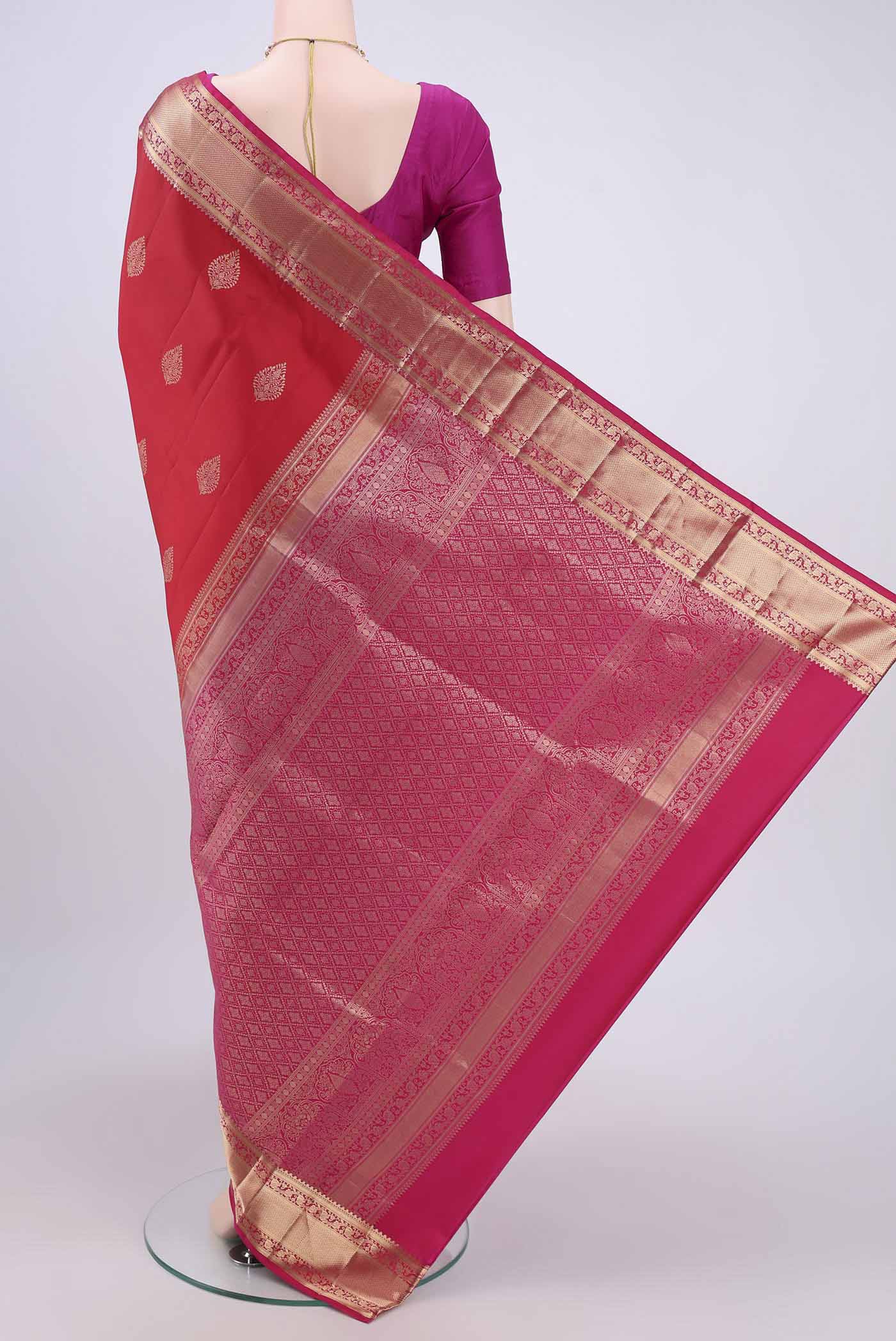 Red Soft Silk Saree - Image 3