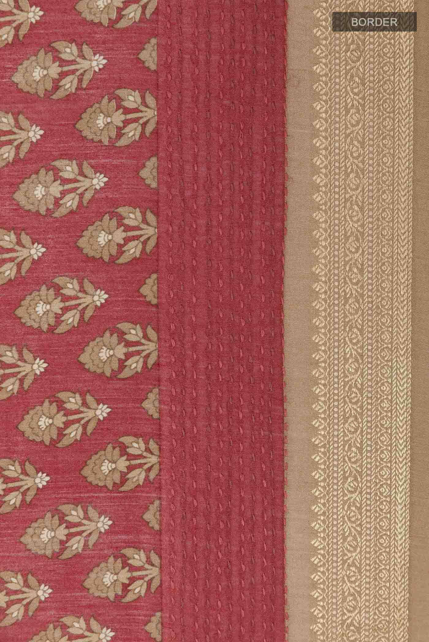 Red Tussar Saree - Image 3