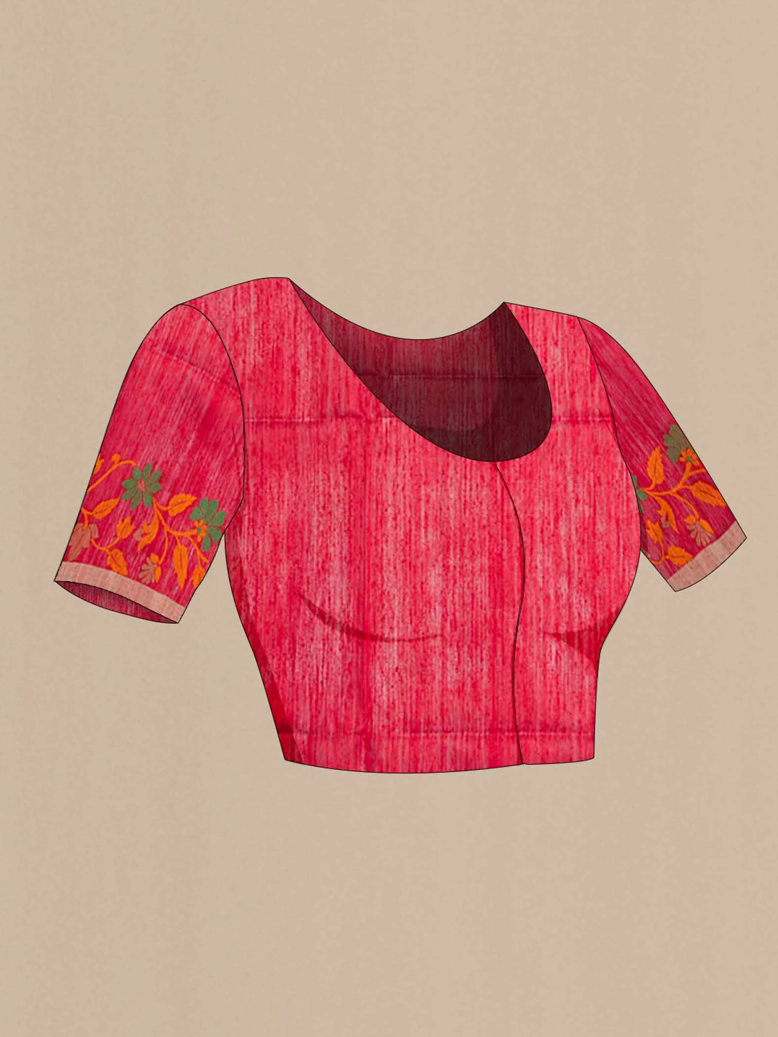 Red Tussar Saree - Image 5