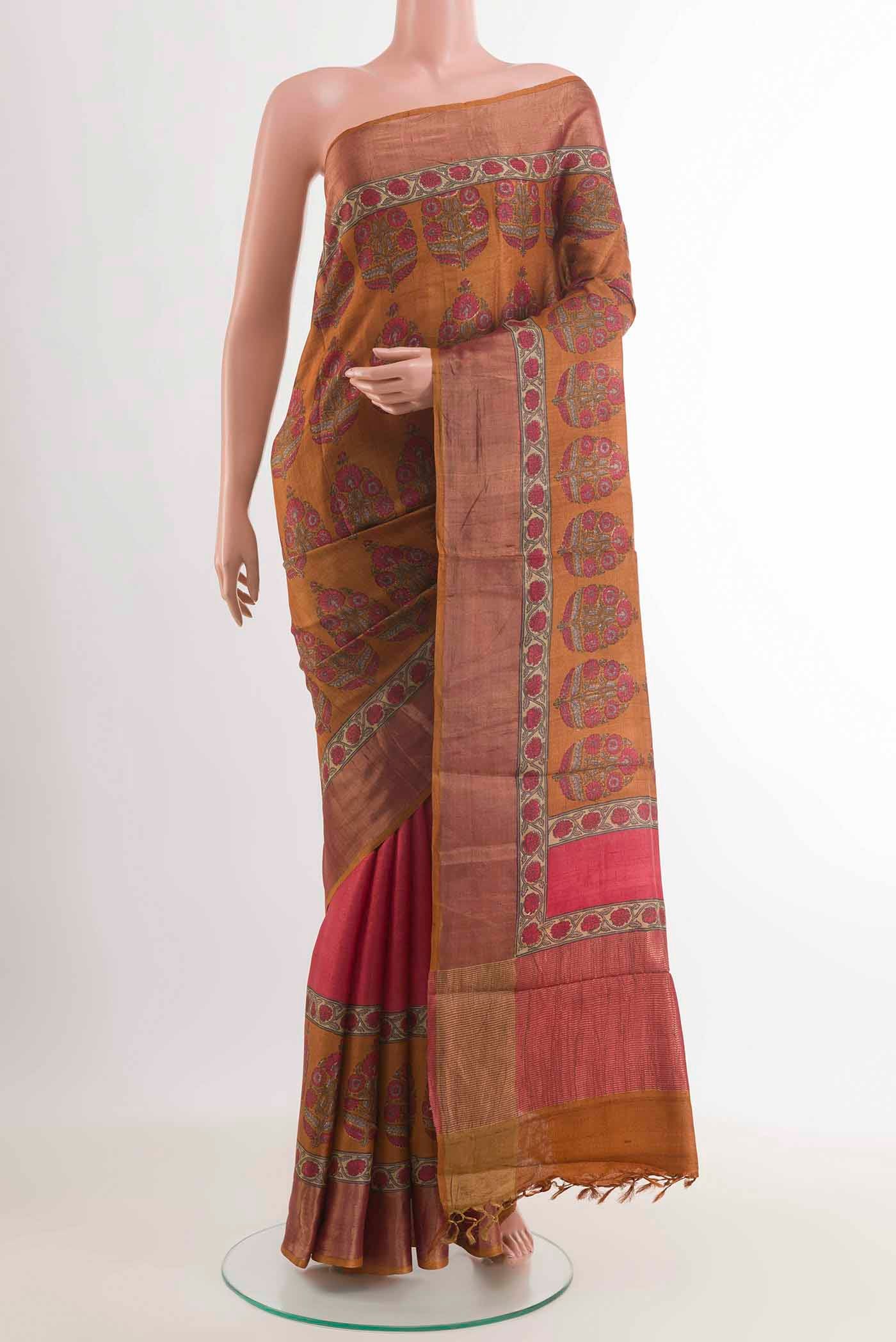 Red Tussar Saree