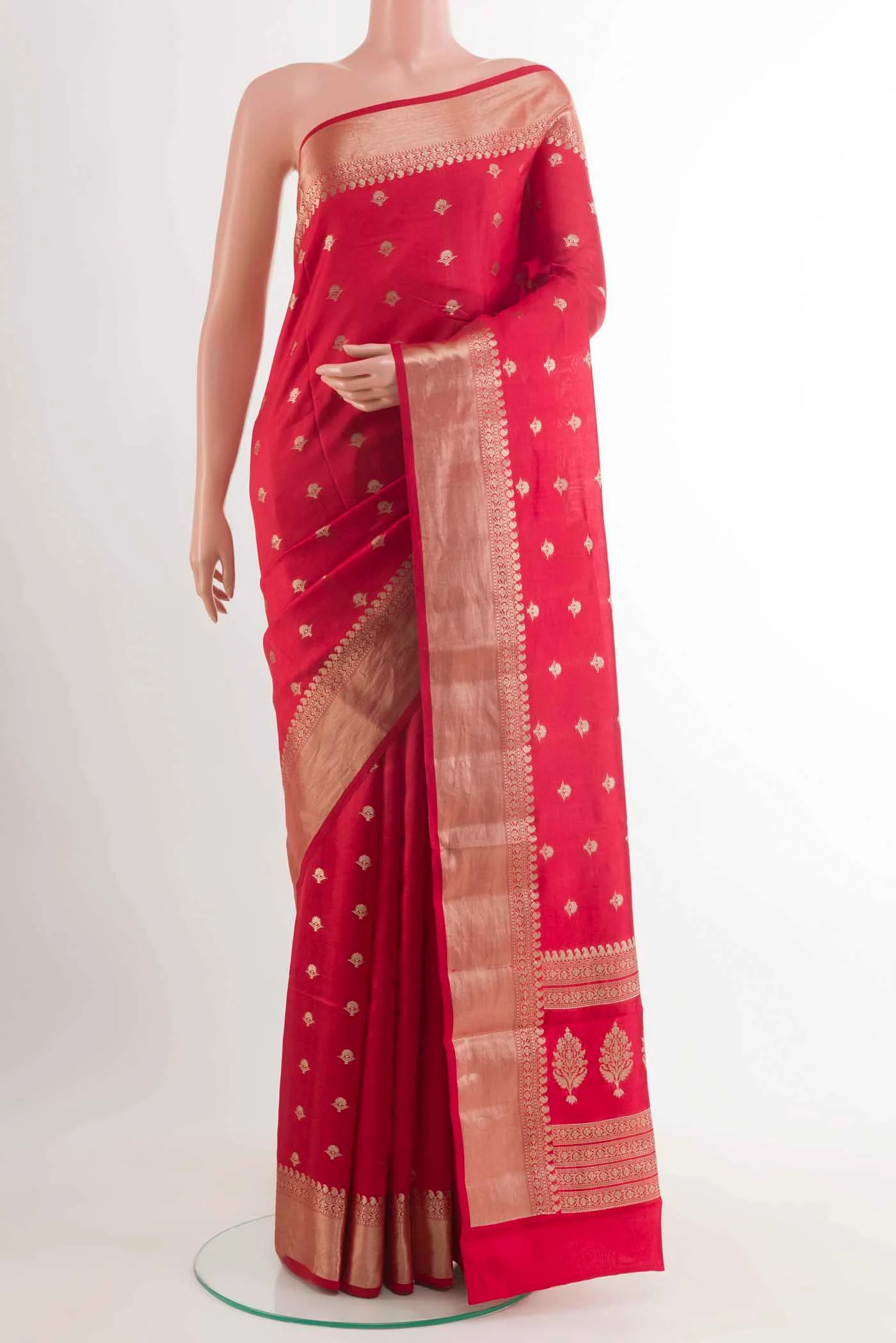 Red Banarasi Raw Silk Saree