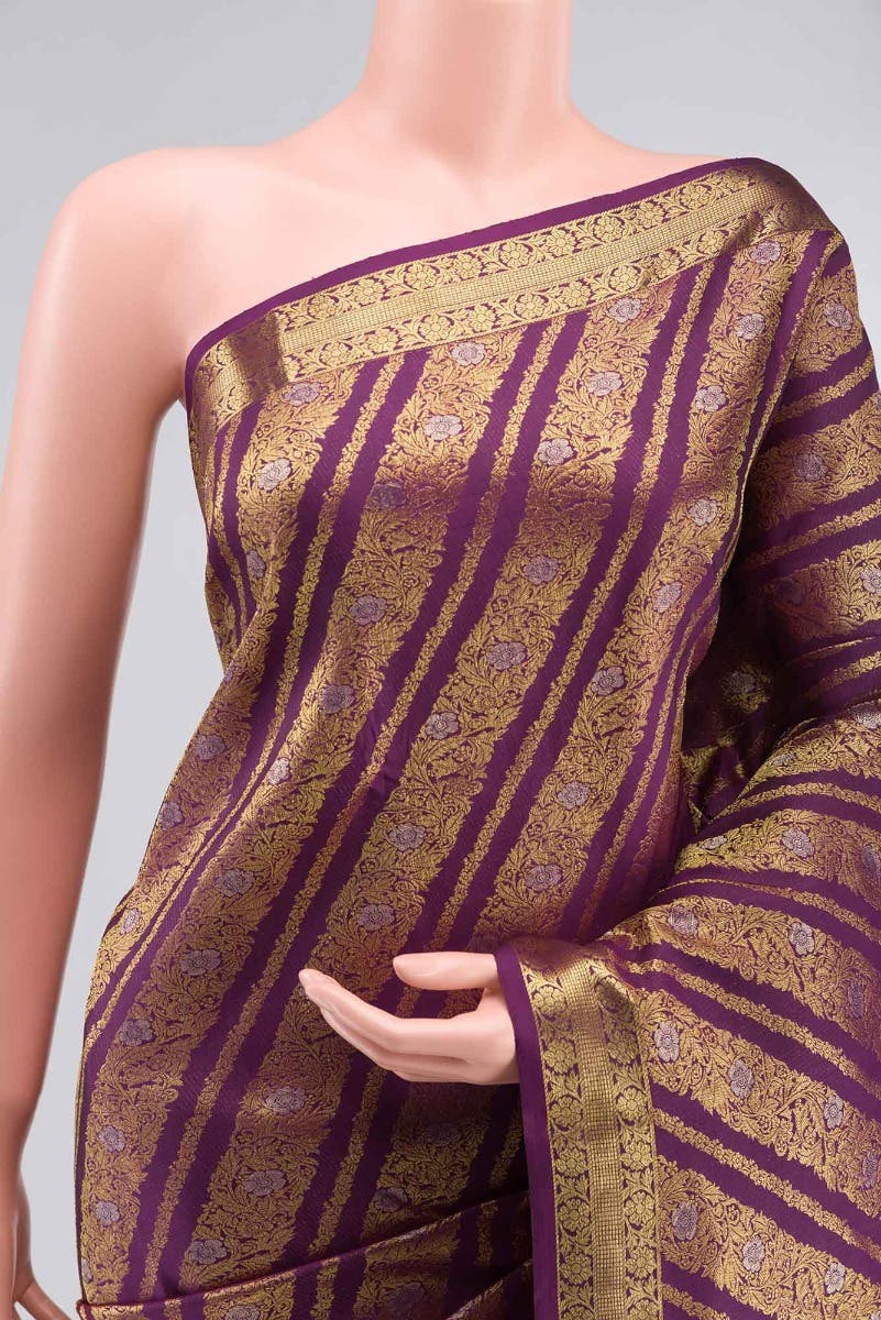 Rohini-Purple Kanchipuram Silk Saree - Image 2