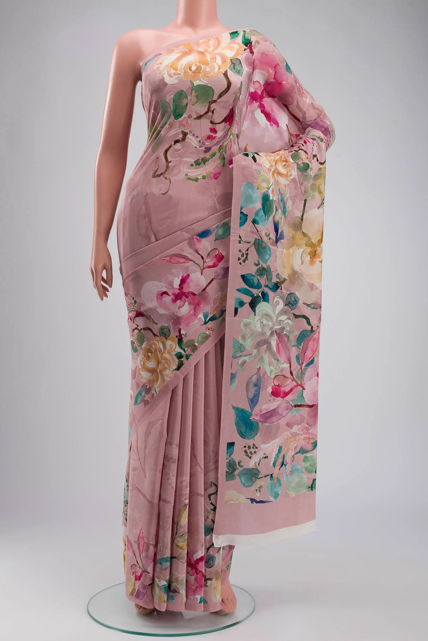 Rose Gold Crepe Saree