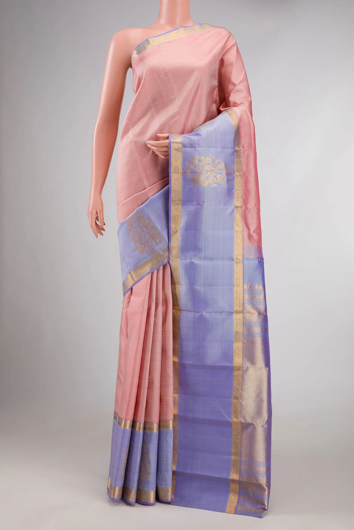 Rose pink Kanchipuram Silk Saree
